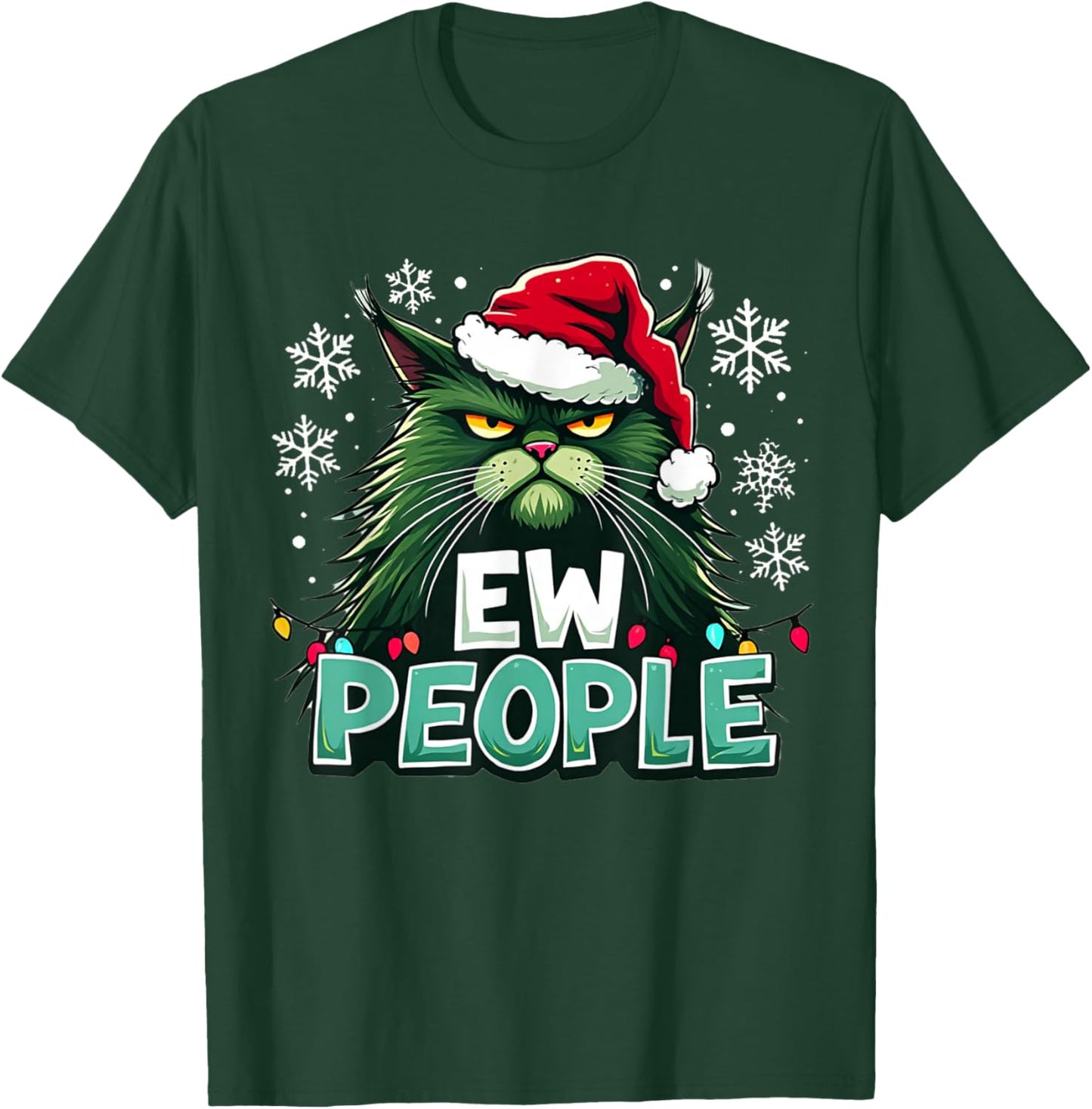 Ew people xmas Cat lover men fun cat saying T-Shirt - T-Shirt | Forest