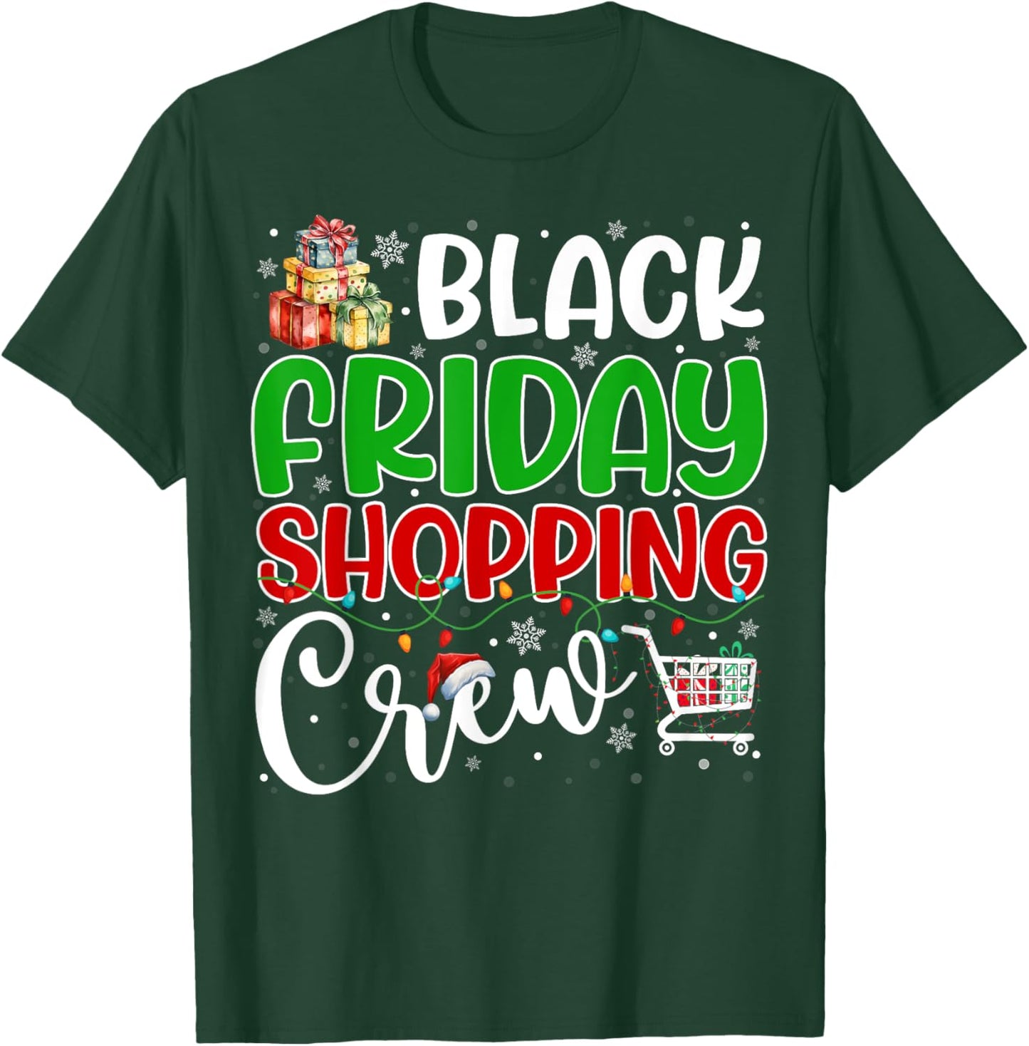 Friday Shopping Crew Christmas Family Group Black Shopping T-Shirt - T-Shirt | Forest