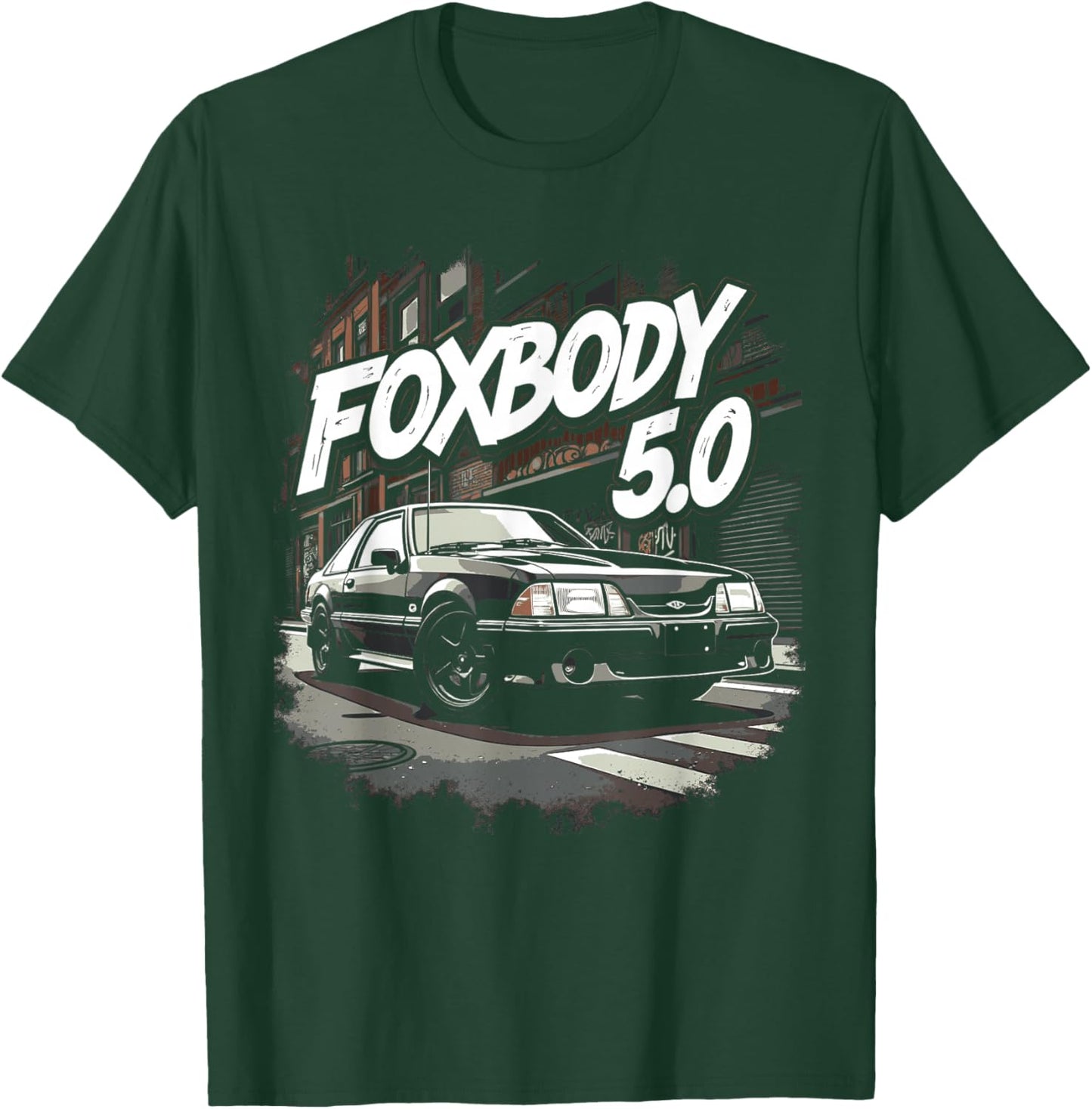 Foxbody, Foxbody 5.0 American Muscle, Foxbody Street Scene T-Shirt - T-Shirt | Forest