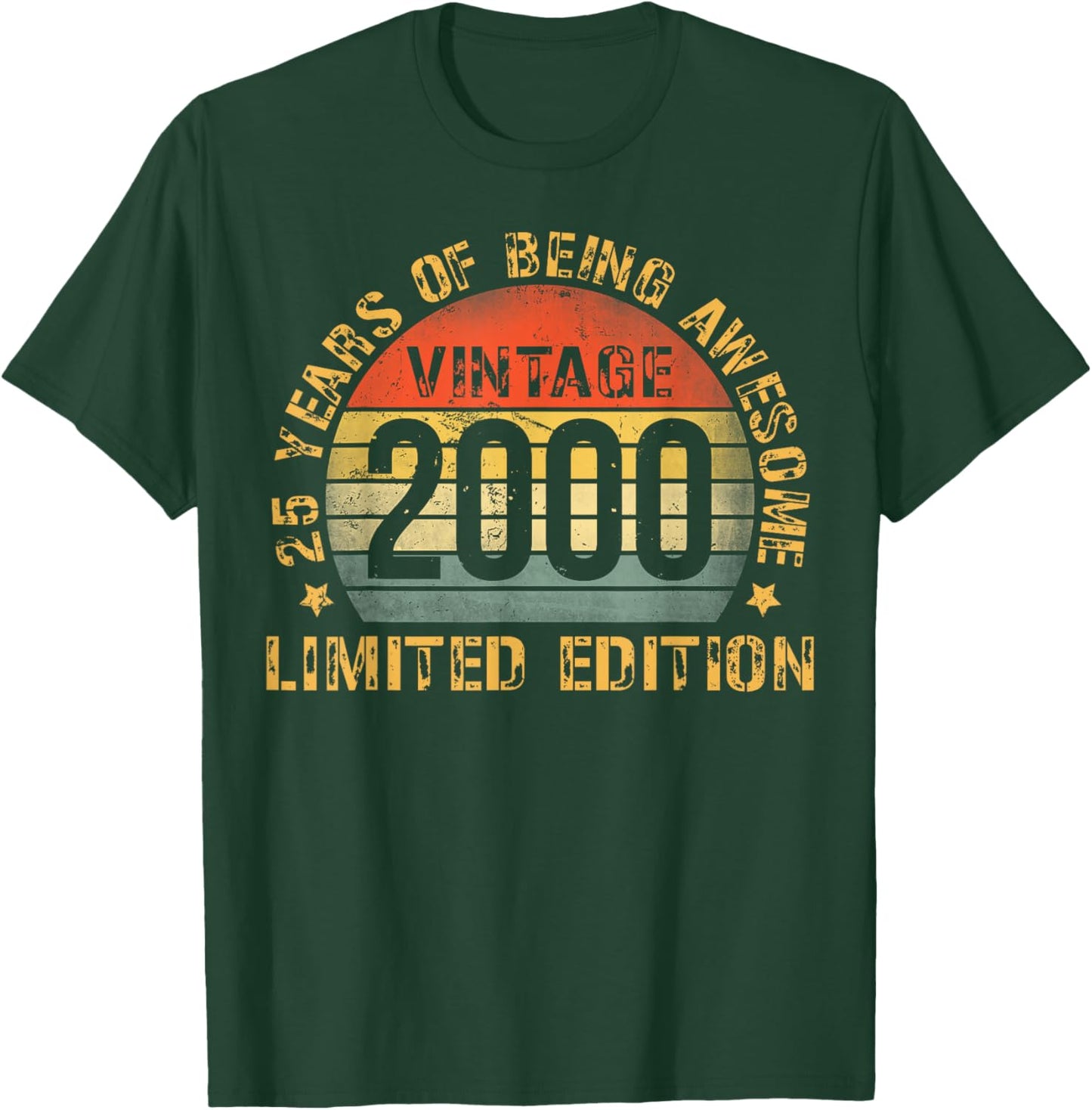 25 Year Birthday Decorations Men Gag 25yr 2000 25th Birthday T-Shirt - T-Shirt | Forest