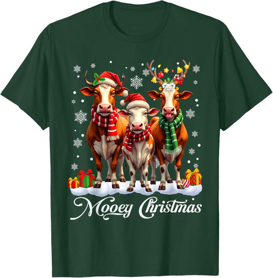 Mooey Christmas Dairy Milk Cow Western Costume Women T-Shirt - T-Shirt | Forest