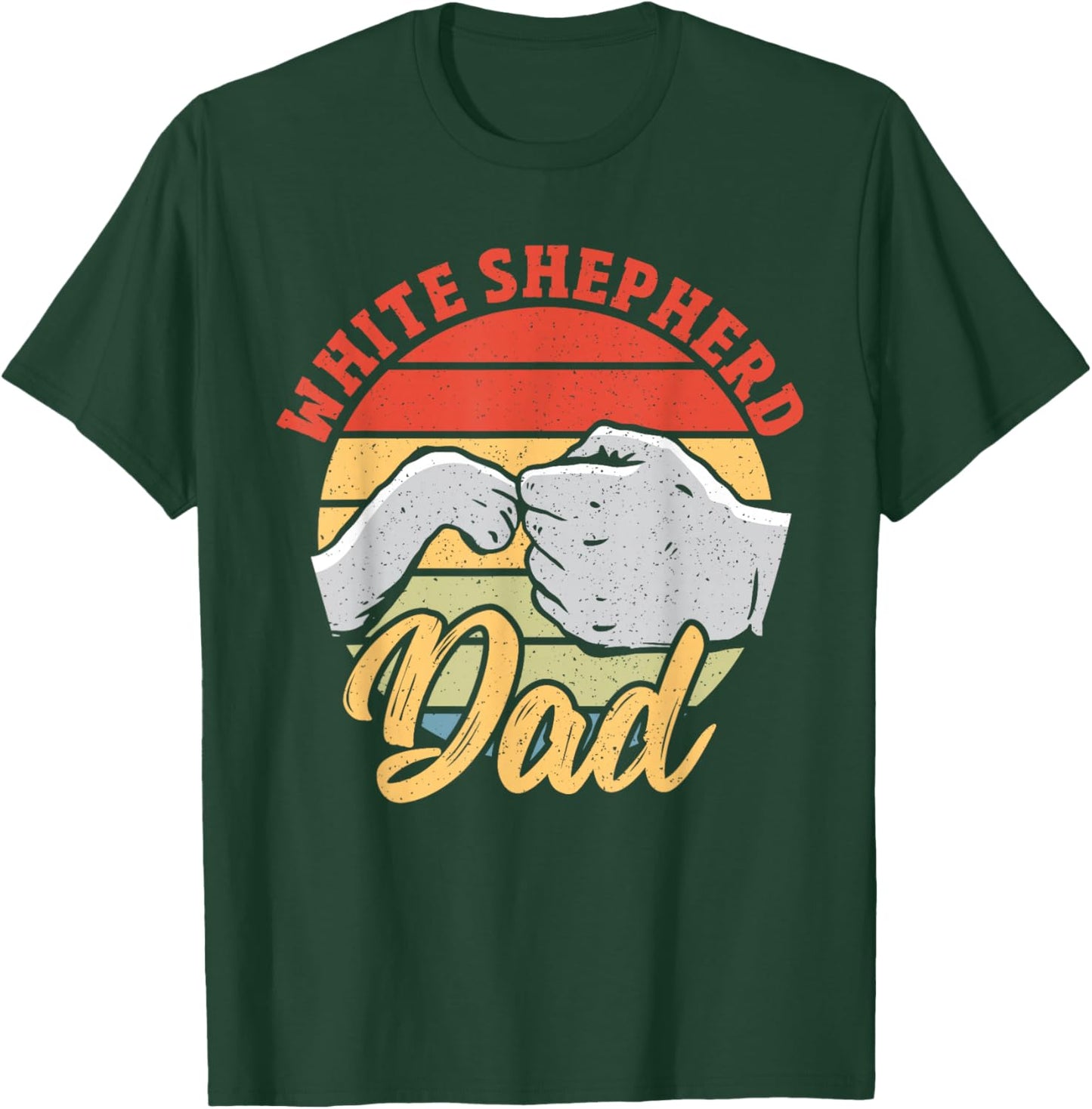 White Shepherd Dad Dog Vintage White German Shepherd T-Shirt - T-Shirt | Forest