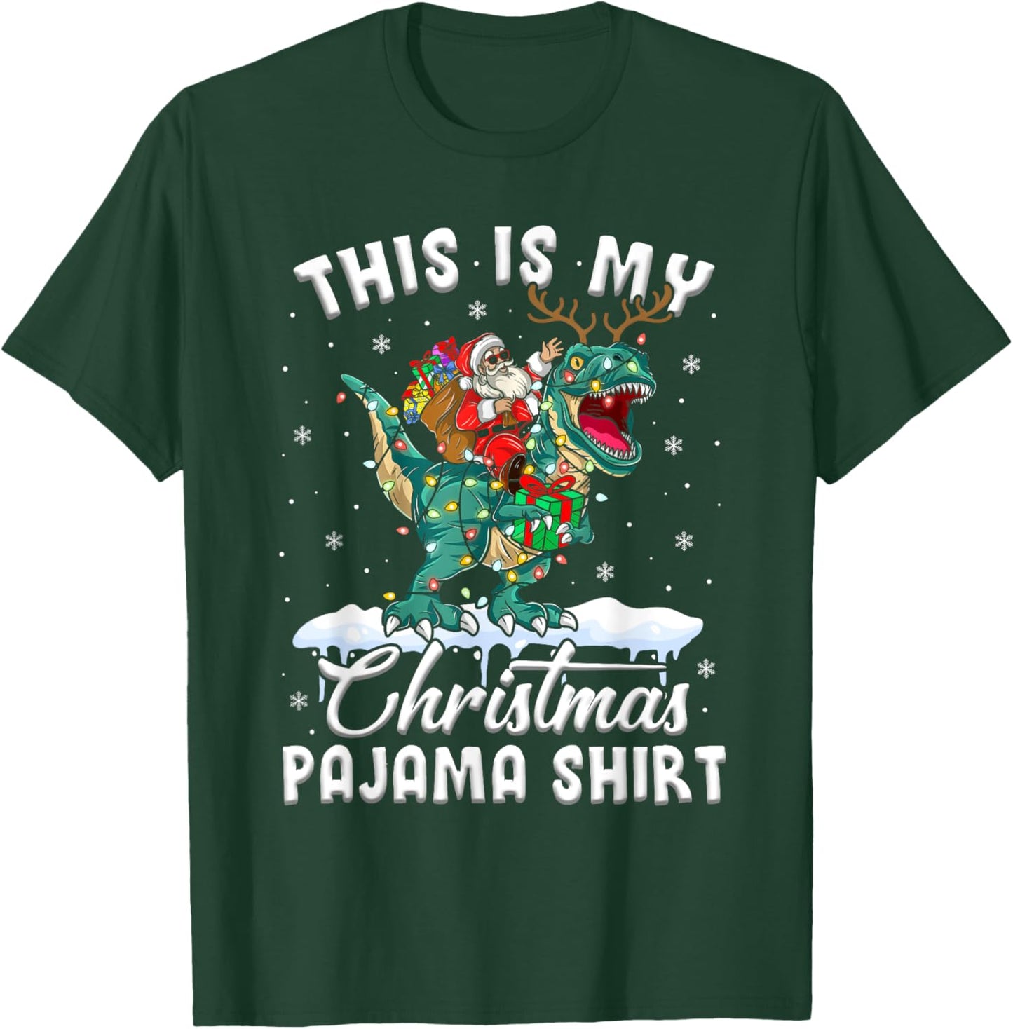 This Is My Christmas Pajama Shirt T-Rex Dinosaur Christmas T-Shirt - T-Shirt | Forest