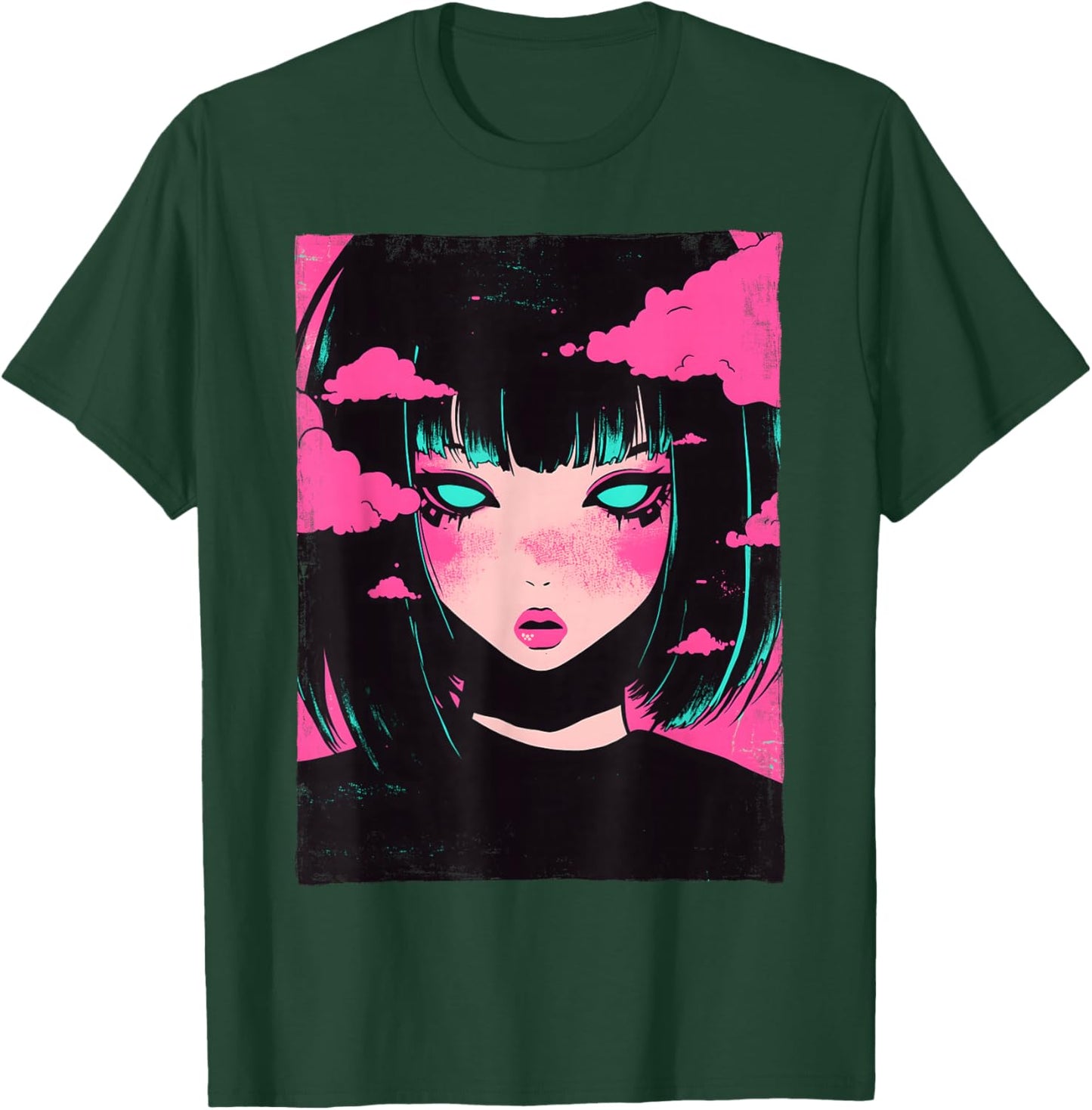 Distressed Anime Girl Vaporwave Pastel Goth E-Girl Grunge T-Shirt - T-Shirt | Forest