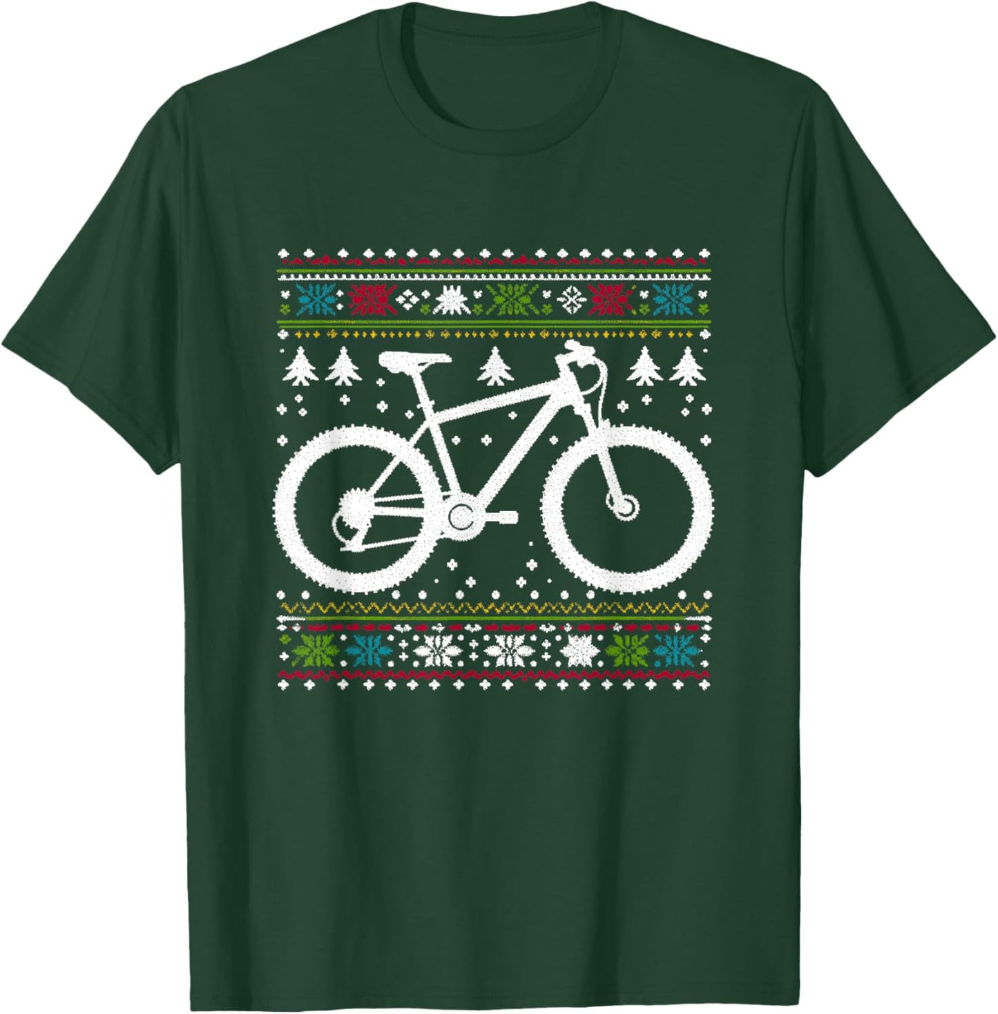 Mountain Bike - Vintage Biking Xmas Ugly Christmas T-Shirt - T-Shirt | Forest