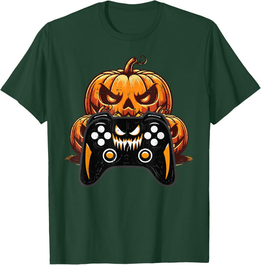 Gamer Video Game Pumpkin Halloween Men Boys Kids Teen Youth T-Shirt - T-Shirt | Forest