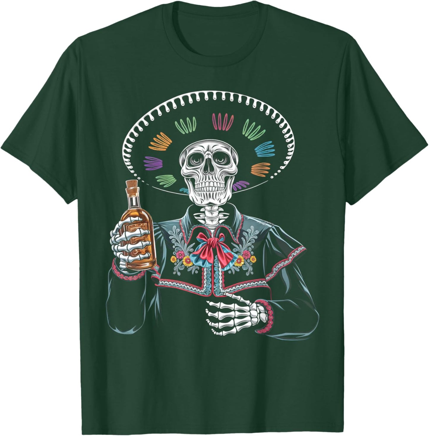 Skeleton Tequila Mexico Dia De Los Muertos Mexican Men T-Shirt - T-Shirt | Forest