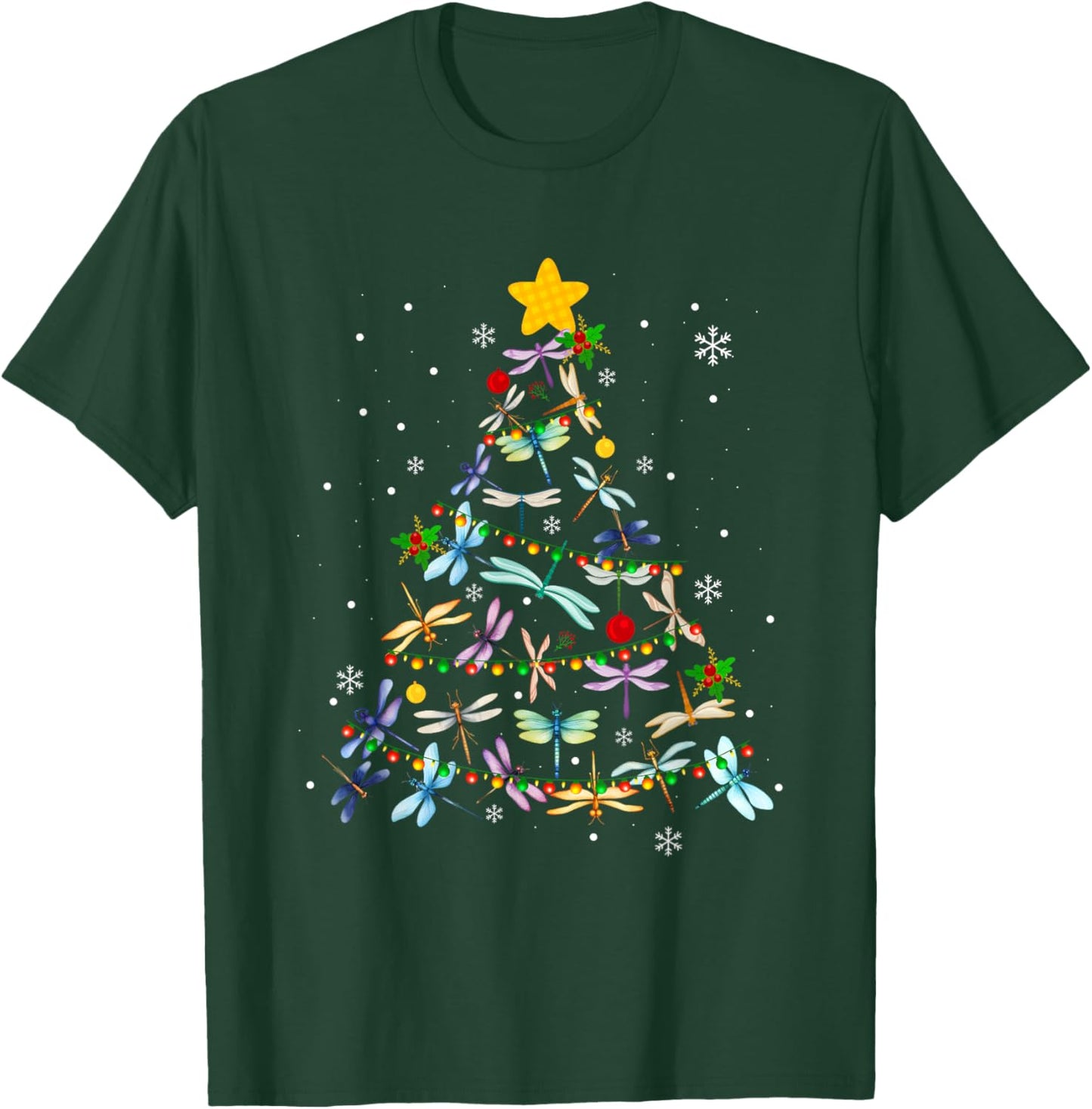 Funny Dragonfly Christmas Tree Ornaments Kids Men Women T-Shirt - T-Shirt | Forest