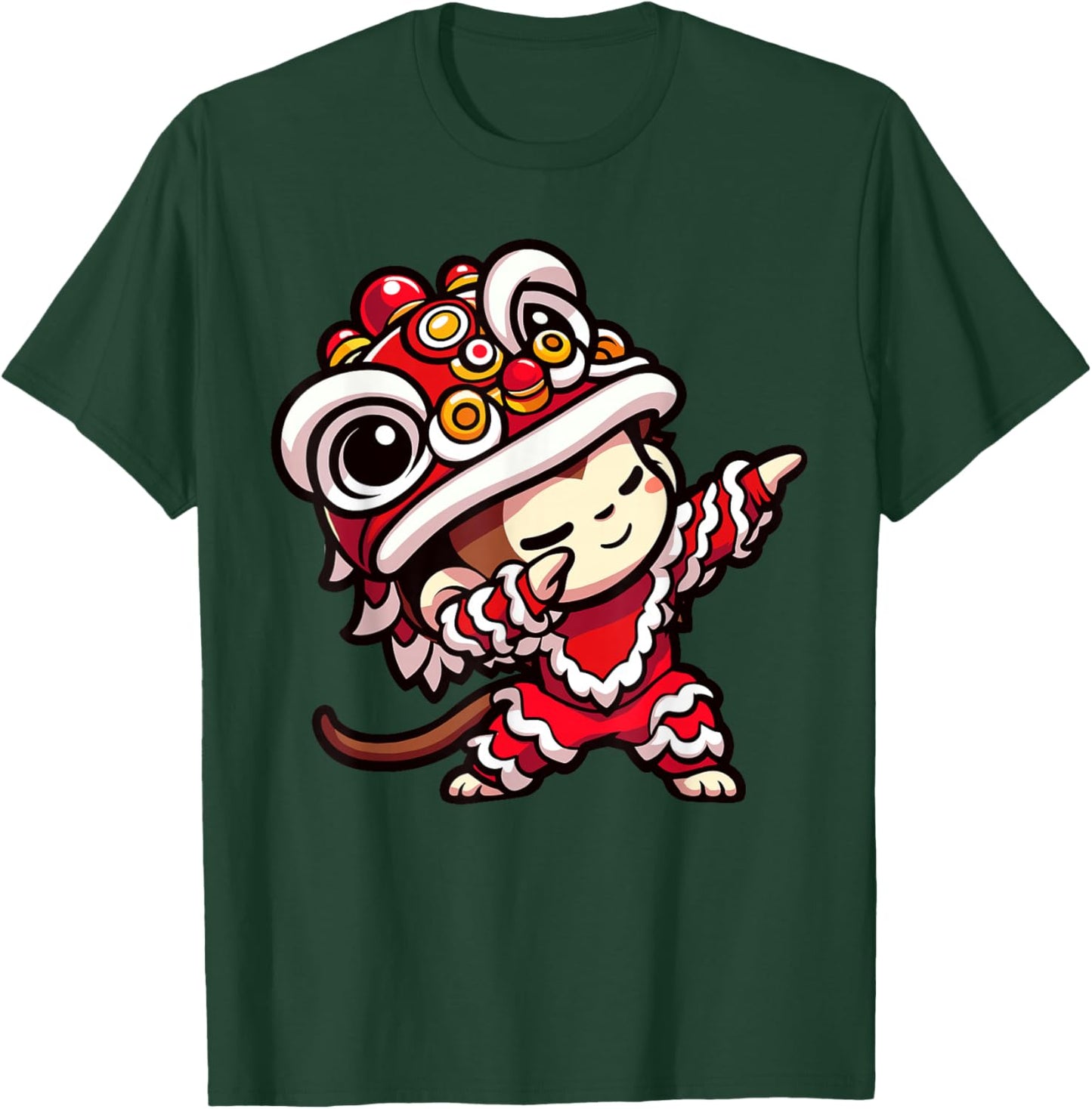 Chinese Lunar New Year 2025 - Dabbing Monkey Lion Dance T-Shirt - T-Shirt | Forest