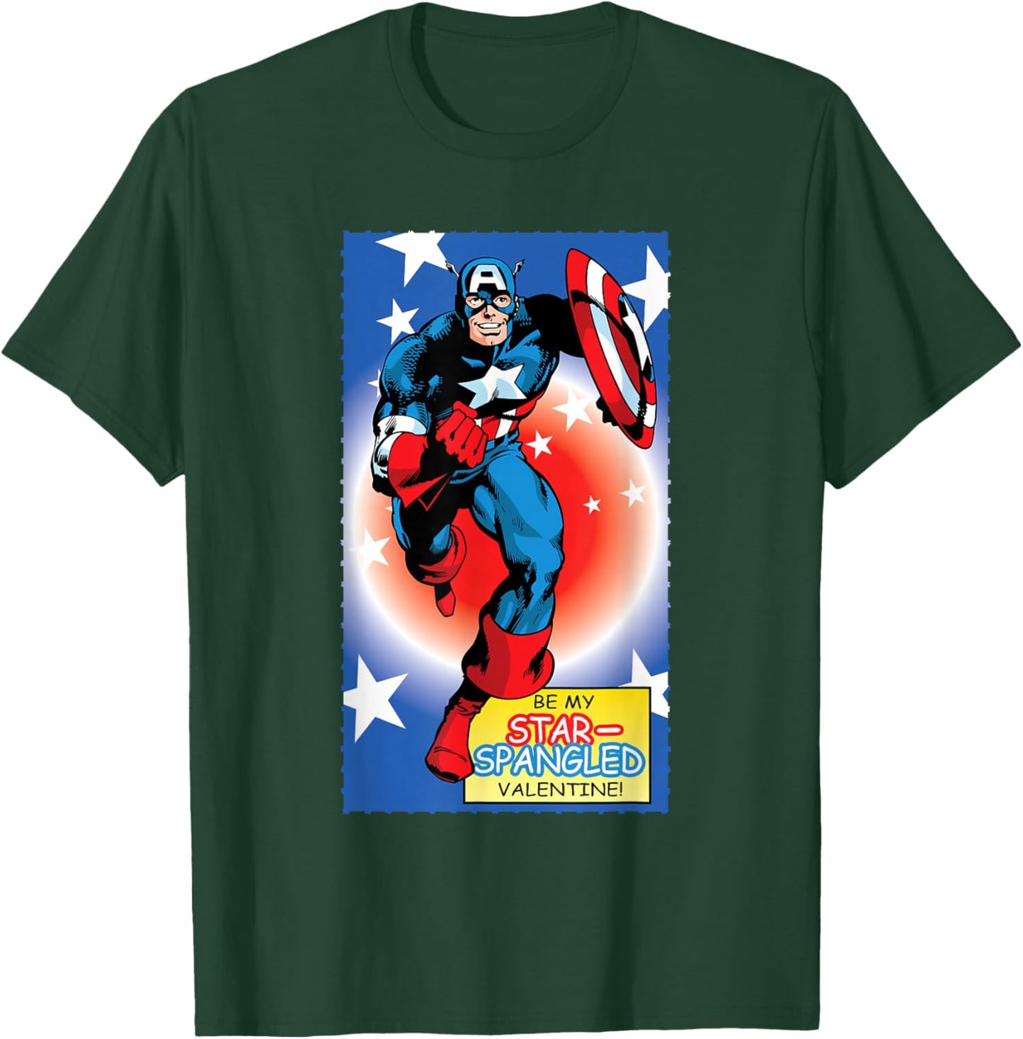 Marvel Retro '80s Valentine's Day Card Captain America T-Shirt - T-Shirt | Forest