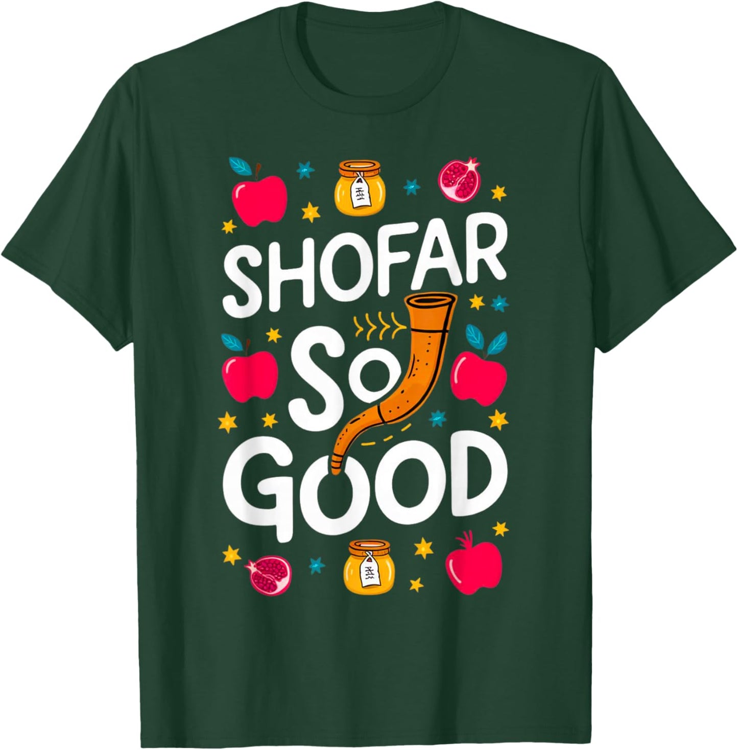 Rosh Hashanah Jewish New Year Shana Tova Apple Honey Shofar T-Shirt - T-Shirt | Forest