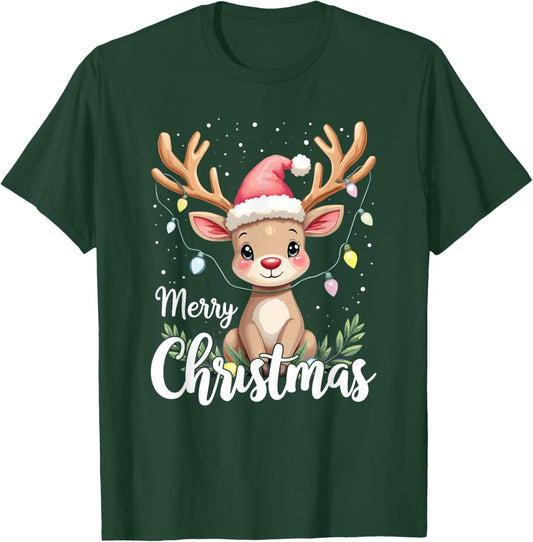 Merry Christmas Reindeer Xmas Family Festive Spirit T-Shirt - T-Shirt | Forest
