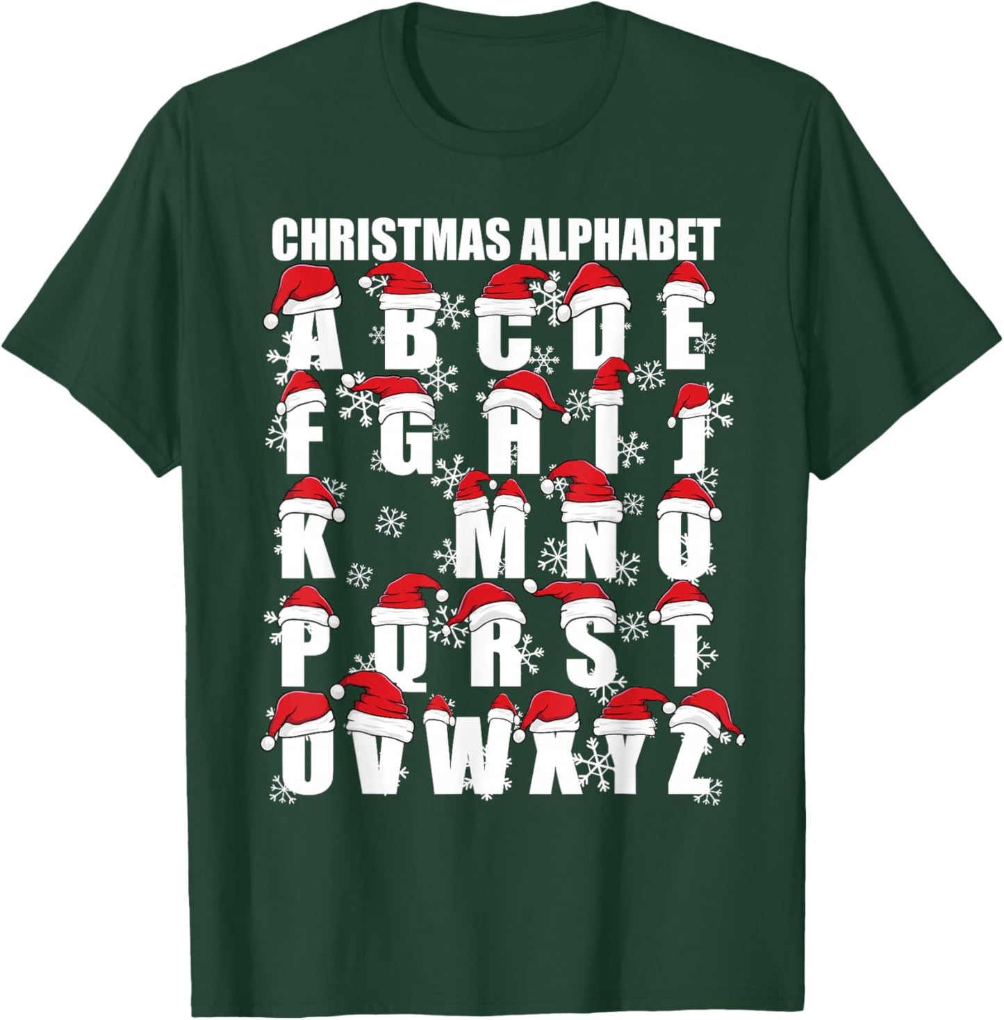 Noel Christmas Kids ABC Teacher No L Alphabet Christmas T-Shirt - T-Shirt | Forest
