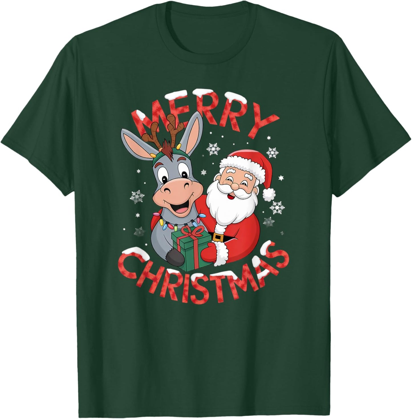 Cute Xmas Donkey Santa on Donkey Christmas T-Shirt - T-Shirt | Forest