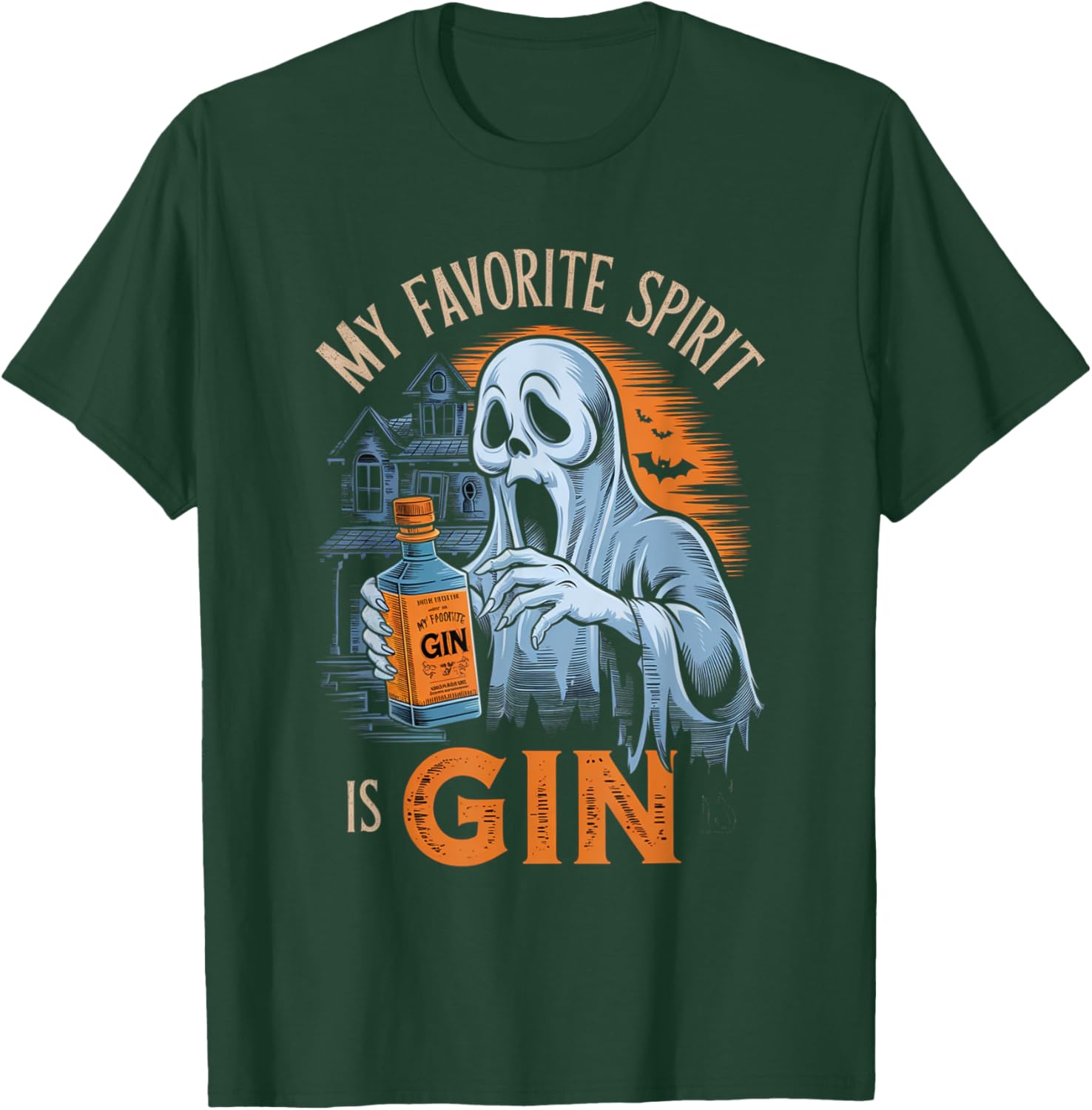 My Favorite Spirit Is Gin Ghost Halloween Gin T-Shirt - T-Shirt | Forest