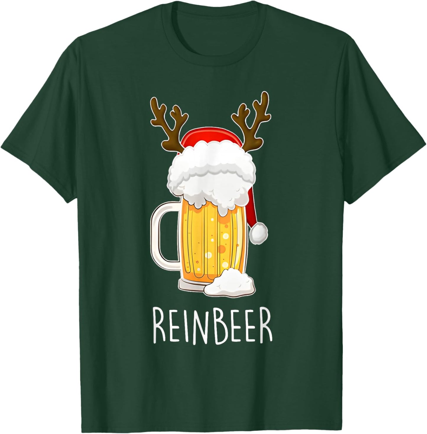 Funny ReinBeer WineDeer Beer Wine Matching Couples Christmas T-Shirt - T-Shirt | Forest