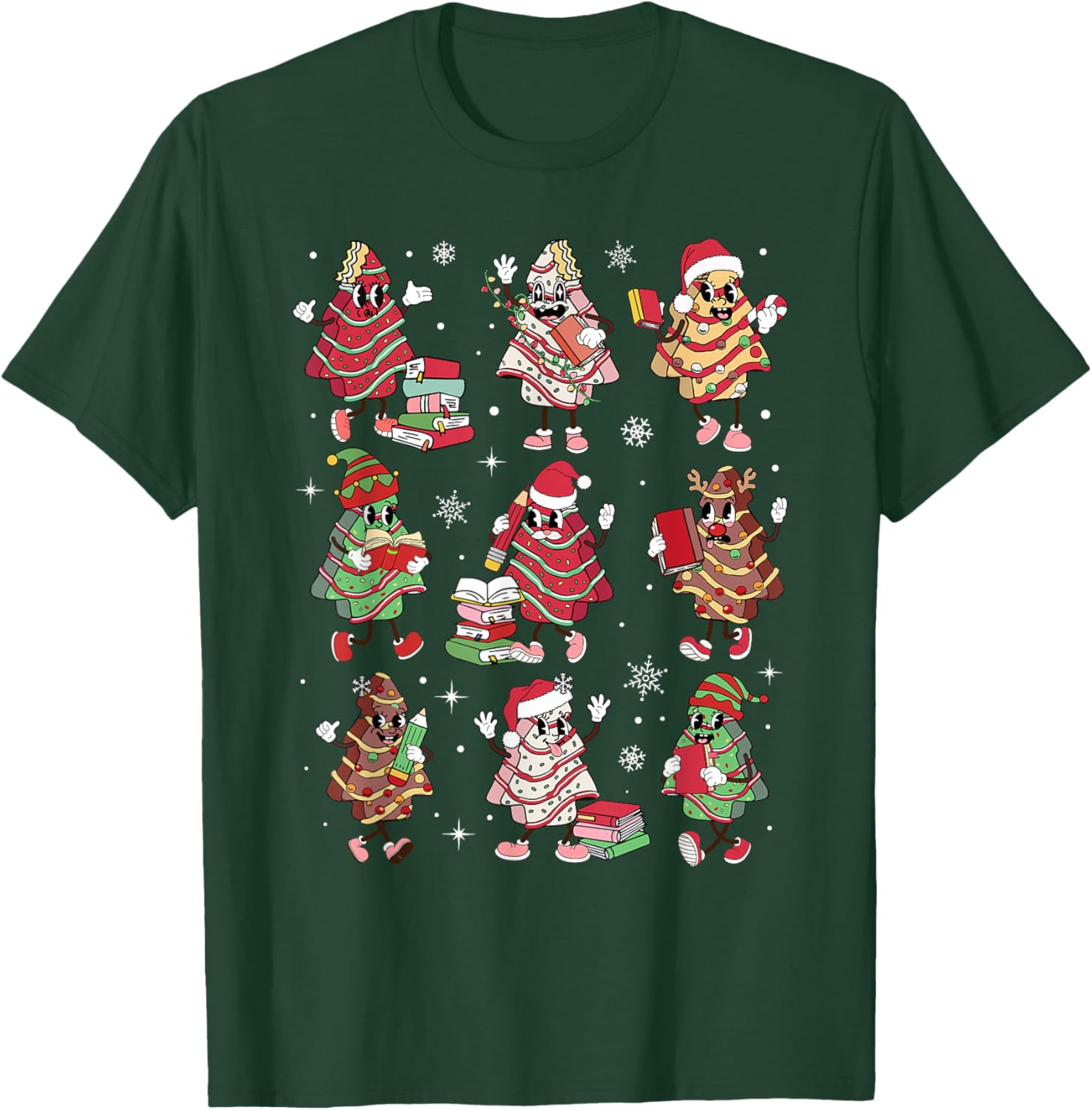 Cake Tree Teacher Student Christmas Pajamas Xmas Holiday T-Shirt - T-Shirt | Forest