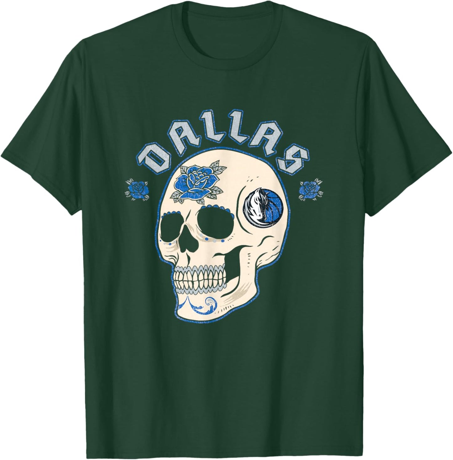 NBA Dallas Mavericks Halloween Floral Skull T-Shirt - T-Shirt | Forest