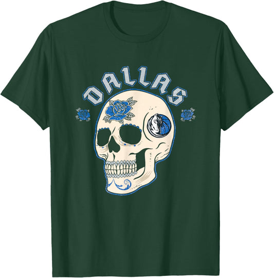 NBA Dallas Mavericks Halloween Floral Skull T-Shirt - T-Shirt | Forest