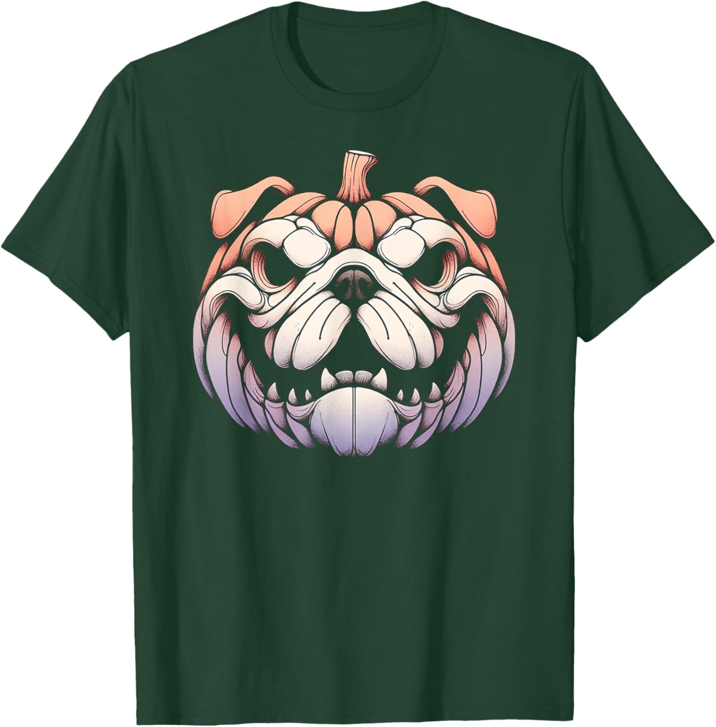 Spooky English Bulldog Jack O Lantern Halloween Pumpkin Cute Men Women Kids T-Shirt - T-Shirt | Forest