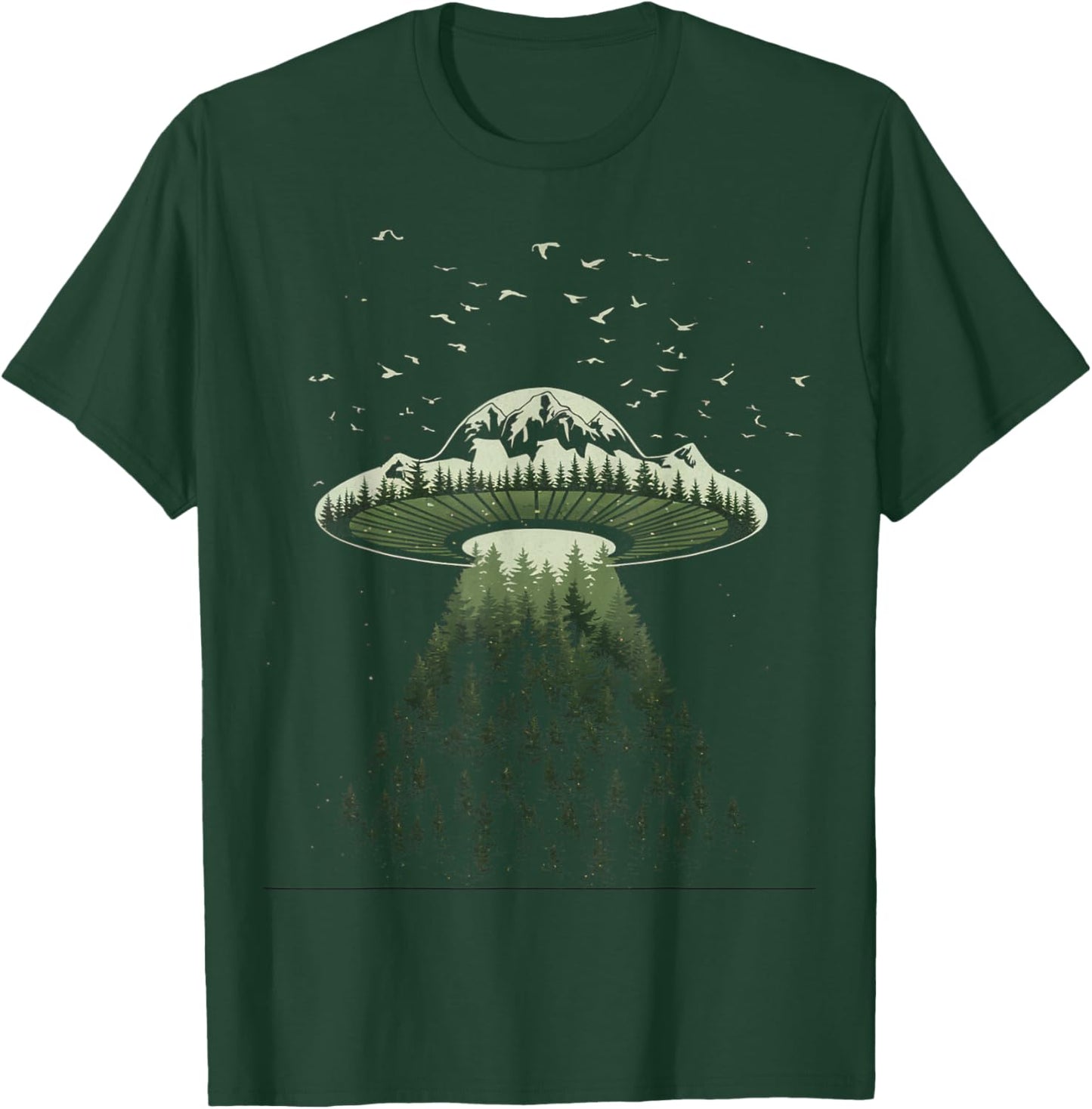 Vintage Alien Space Ship Earth Design UFO Black T-Shirt - T-Shirt | Forest