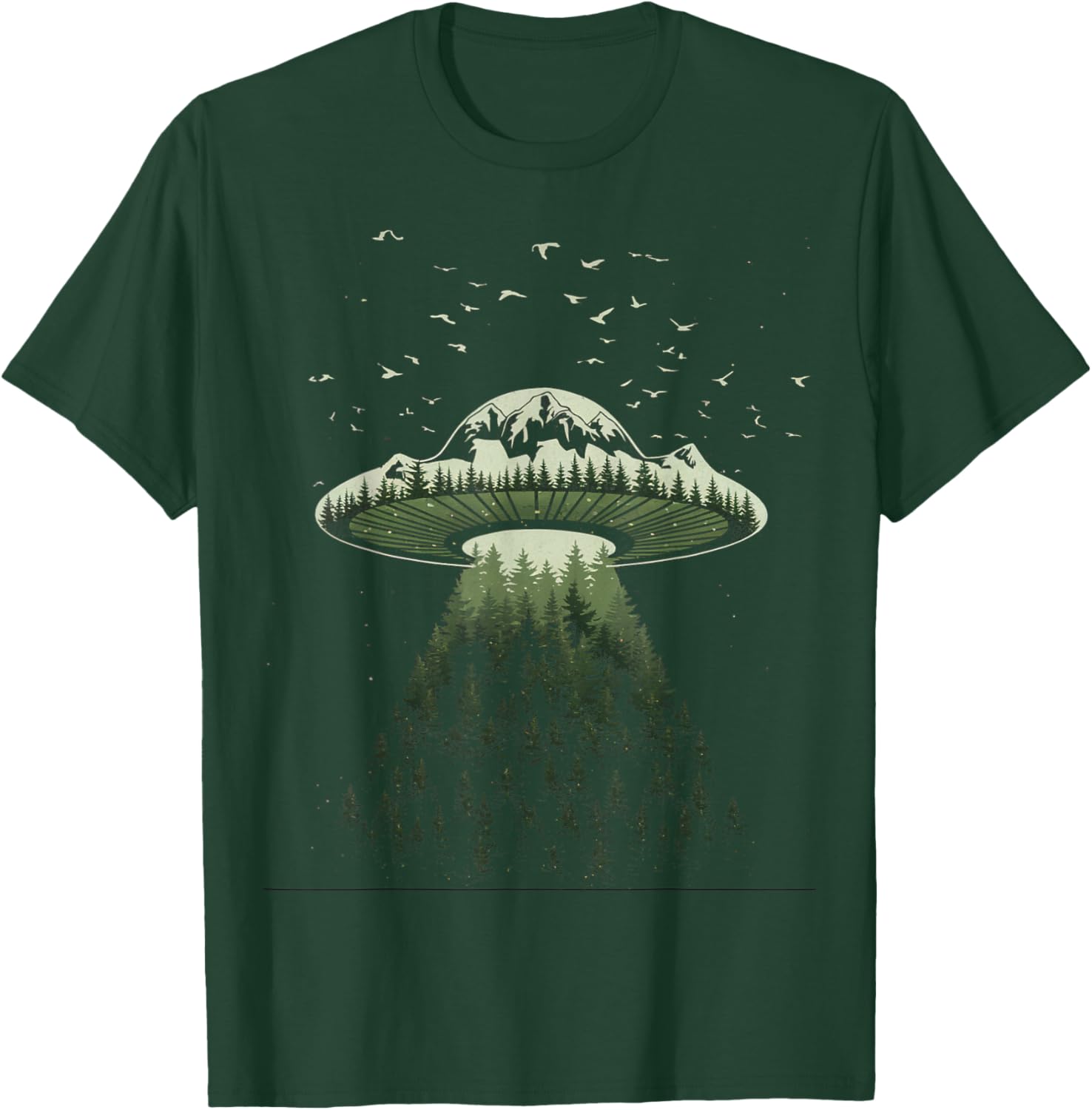 Vintage Alien Space Ship Earth Design UFO Black T-Shirt - T-Shirt | Forest