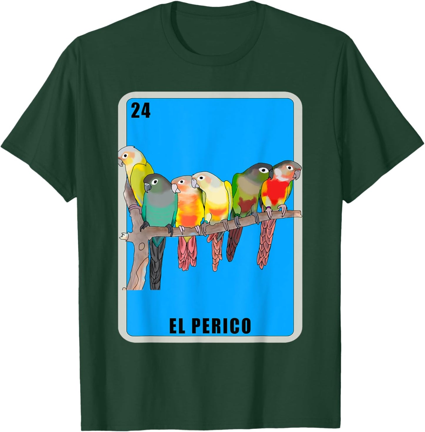 El Perico Card Parakeet Mexican Lottery Card T-Shirt - T-Shirt | Forest
