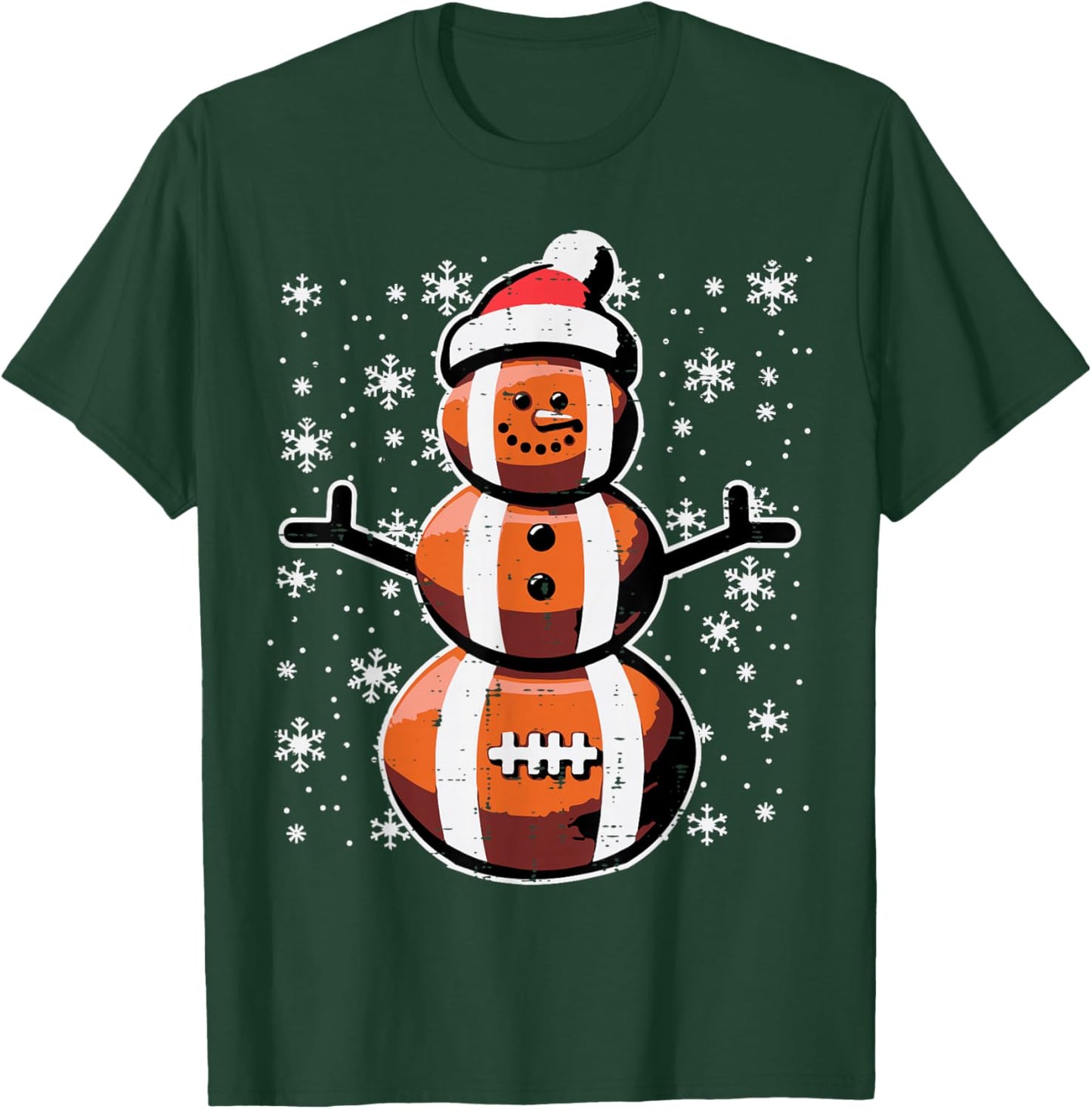 Christmas American Football Snowman Xmas Boys Kids Men Youth T-Shirt - T-Shirt | Forest