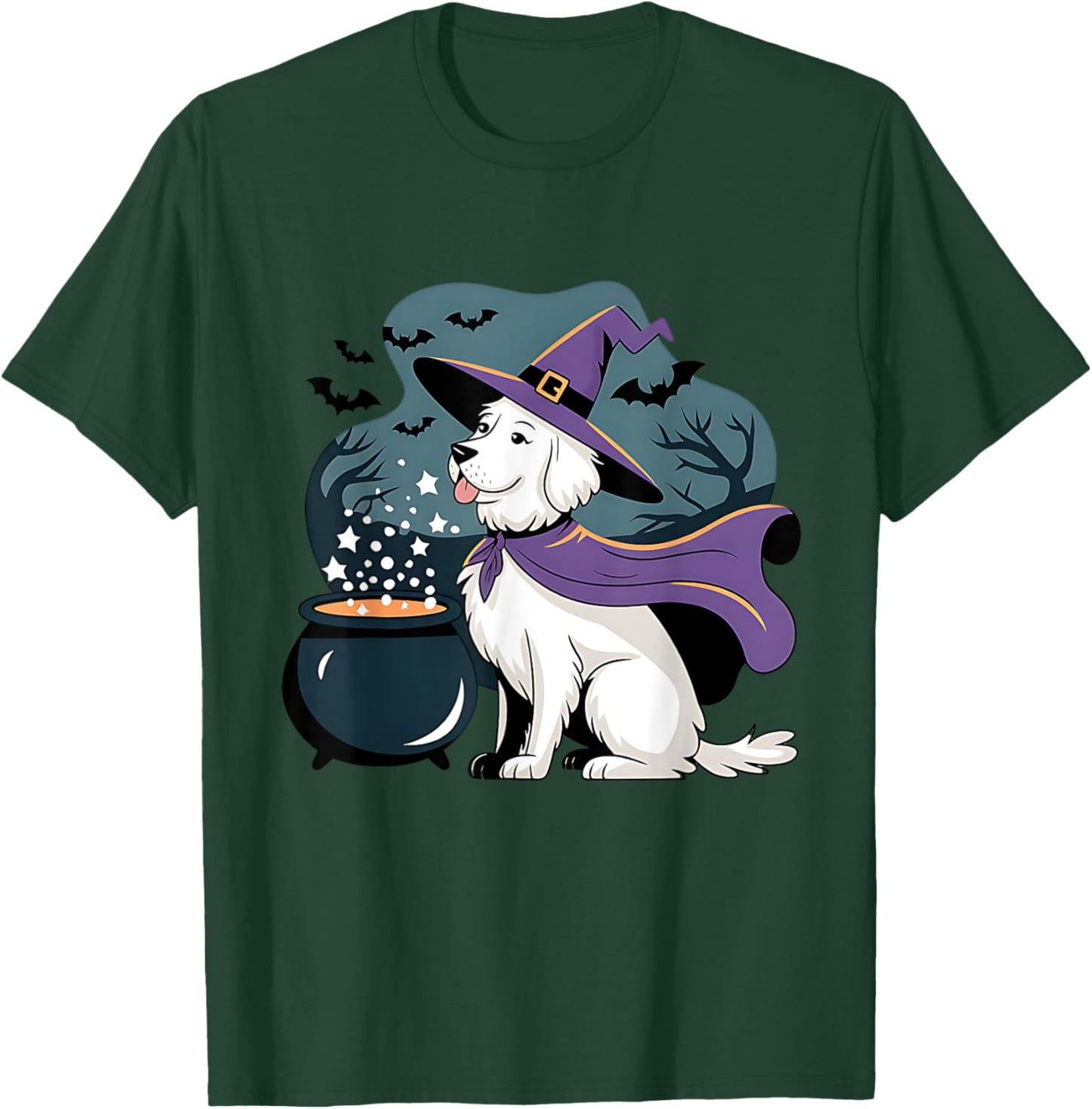 Halloween Witch White English Cream Golden Retriever Dog T-Shirt - T-Shirt | Forest