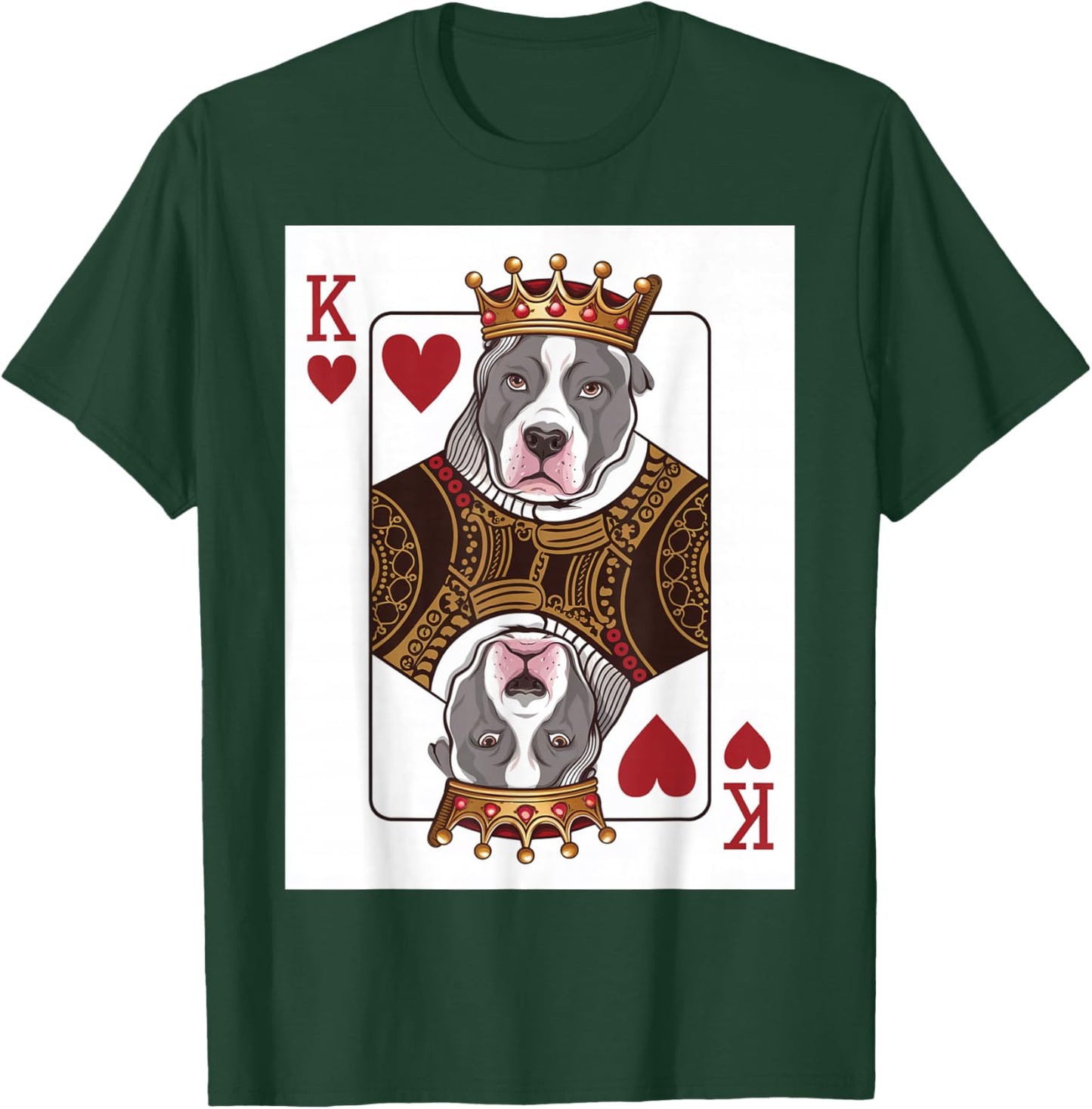 Pitbull King of Hearts Playing Cards Gambling Funny Poker T-Shirt - T-Shirt | Forest