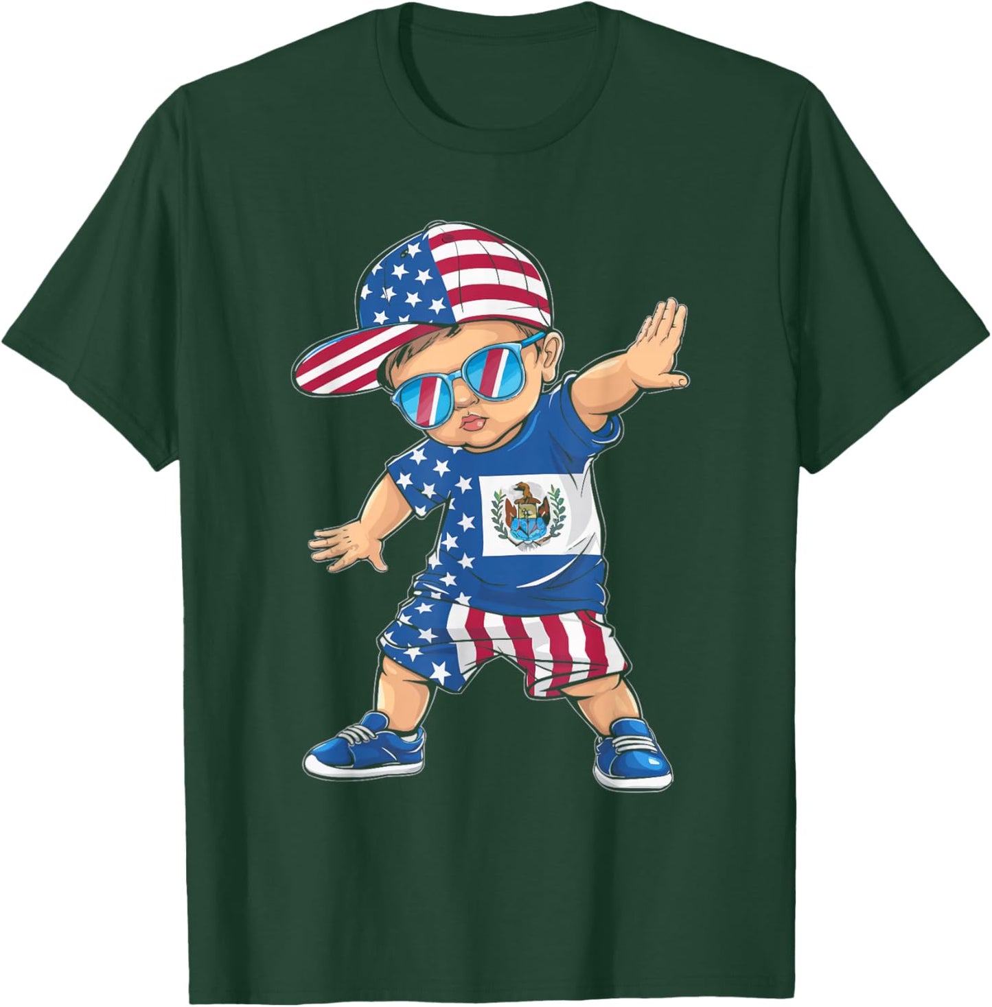 Half American Half Salvadorian USA Flag El Salvador America T-Shirt - T-Shirt | Forest