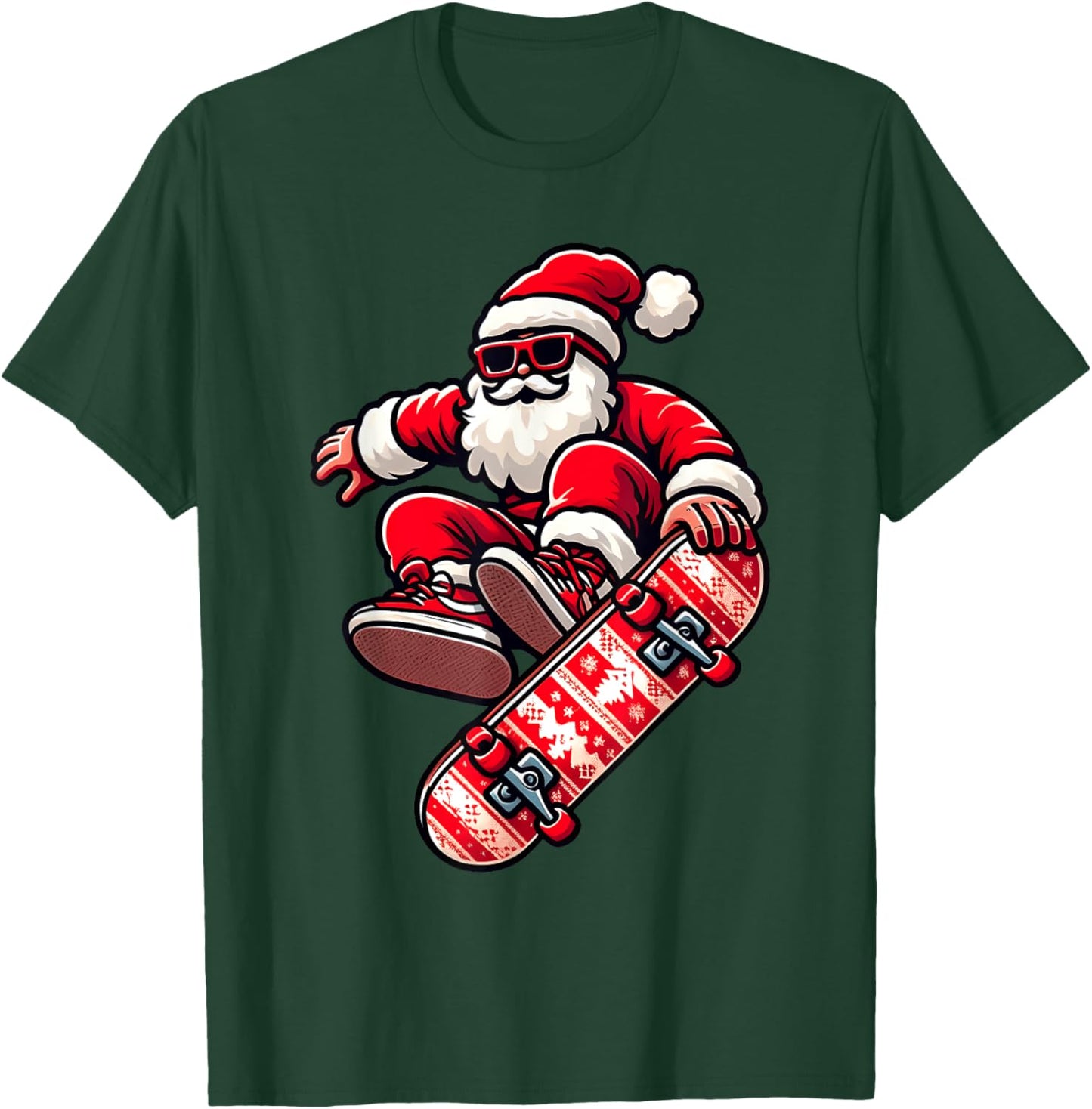 Santa Claus on Skateboard Xmas Pajama Family Toddlers Kids T-Shirt - T-Shirt | Forest