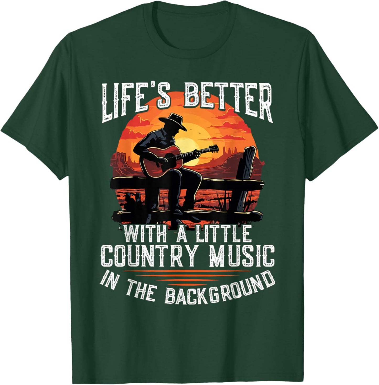 Country Music Cowboy Western Guitar T-Shirt - T-Shirt | Forest