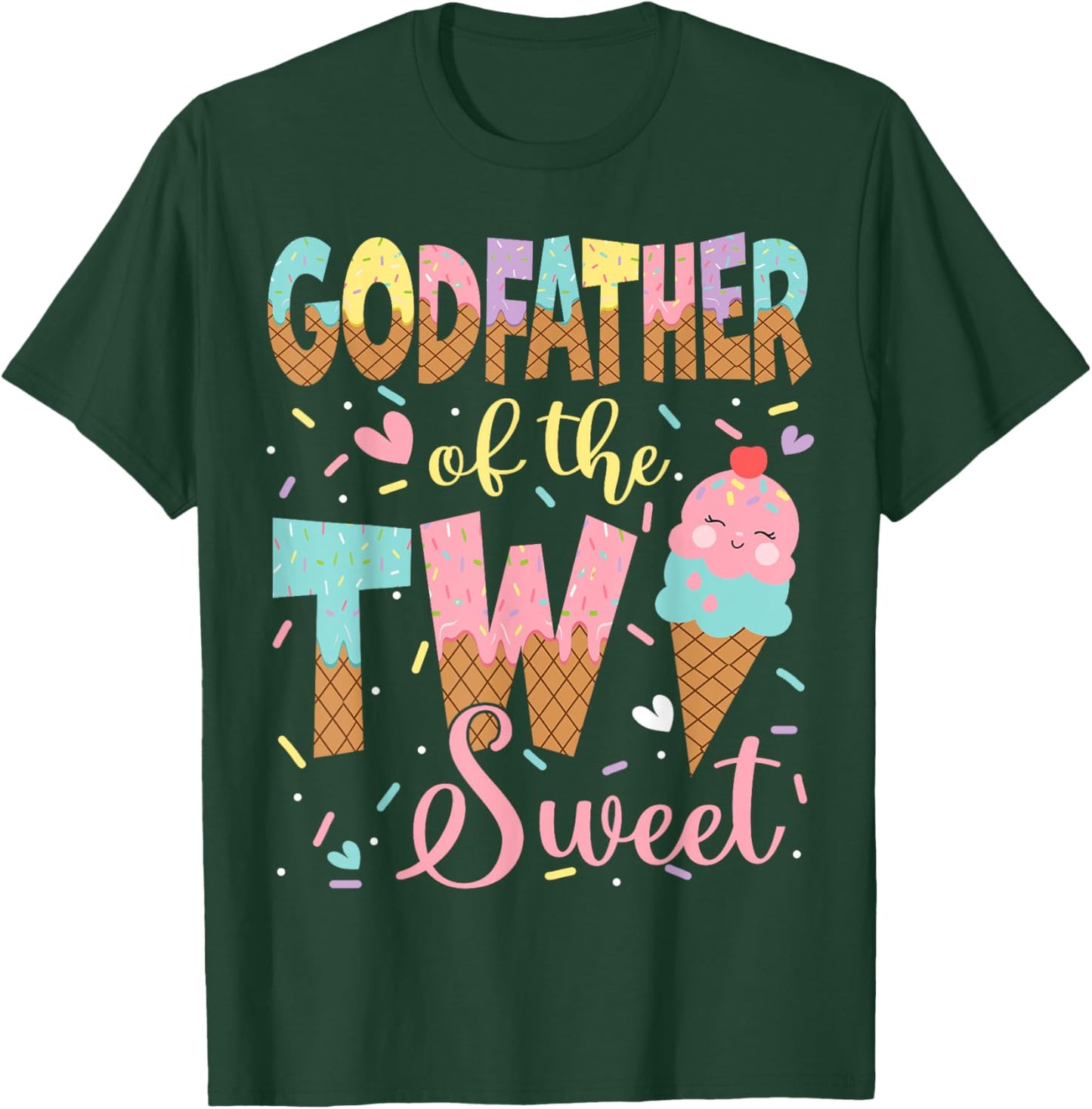 GodFather Of The Two Sweet 2Nd Birthday Girl Ice Cream T-Shirt - T-Shirt | Forest