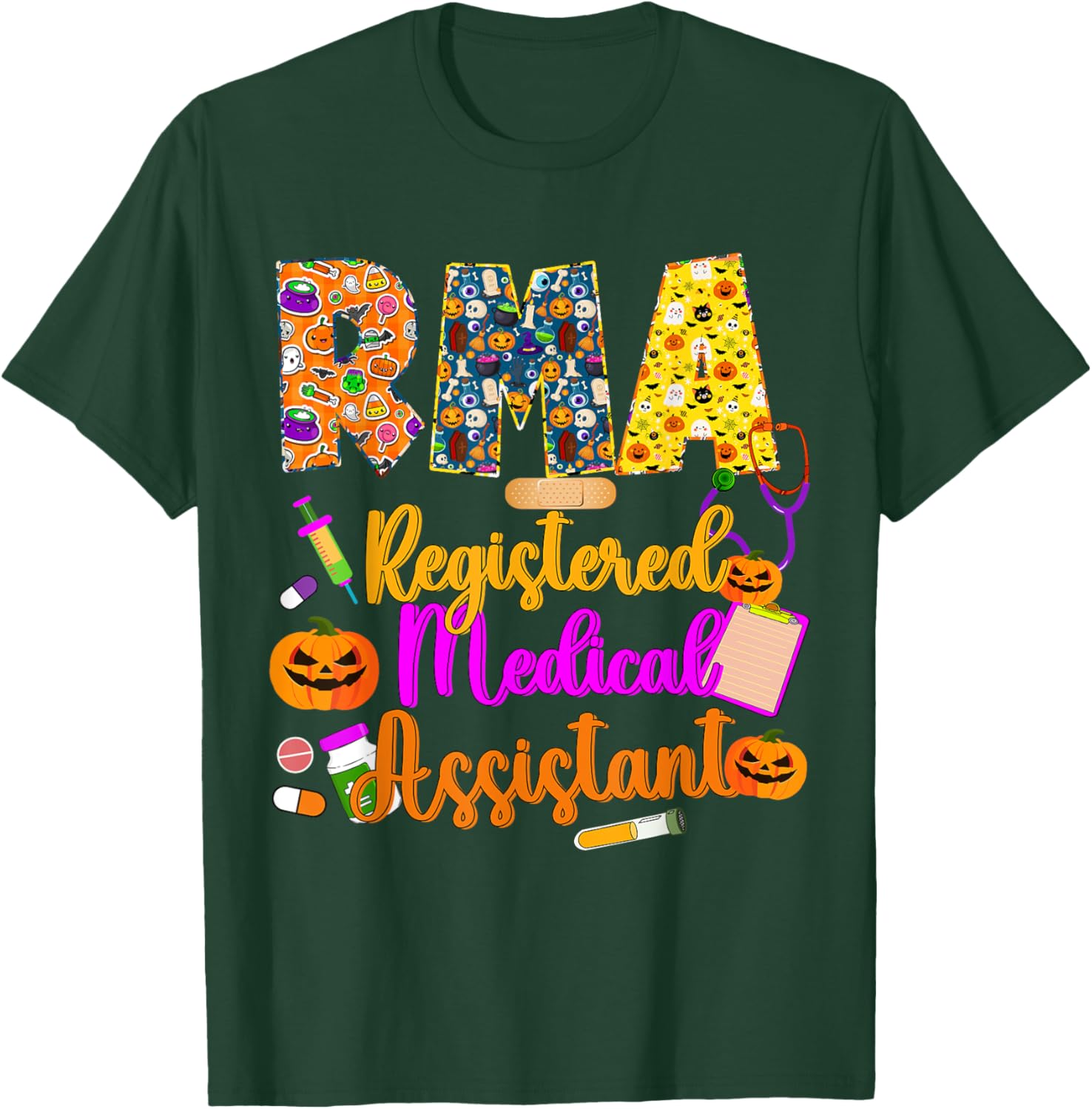 Halloween Rma Registered Medical Assistant Rma Nurse Life T-Shirt - T-Shirt | Forest
