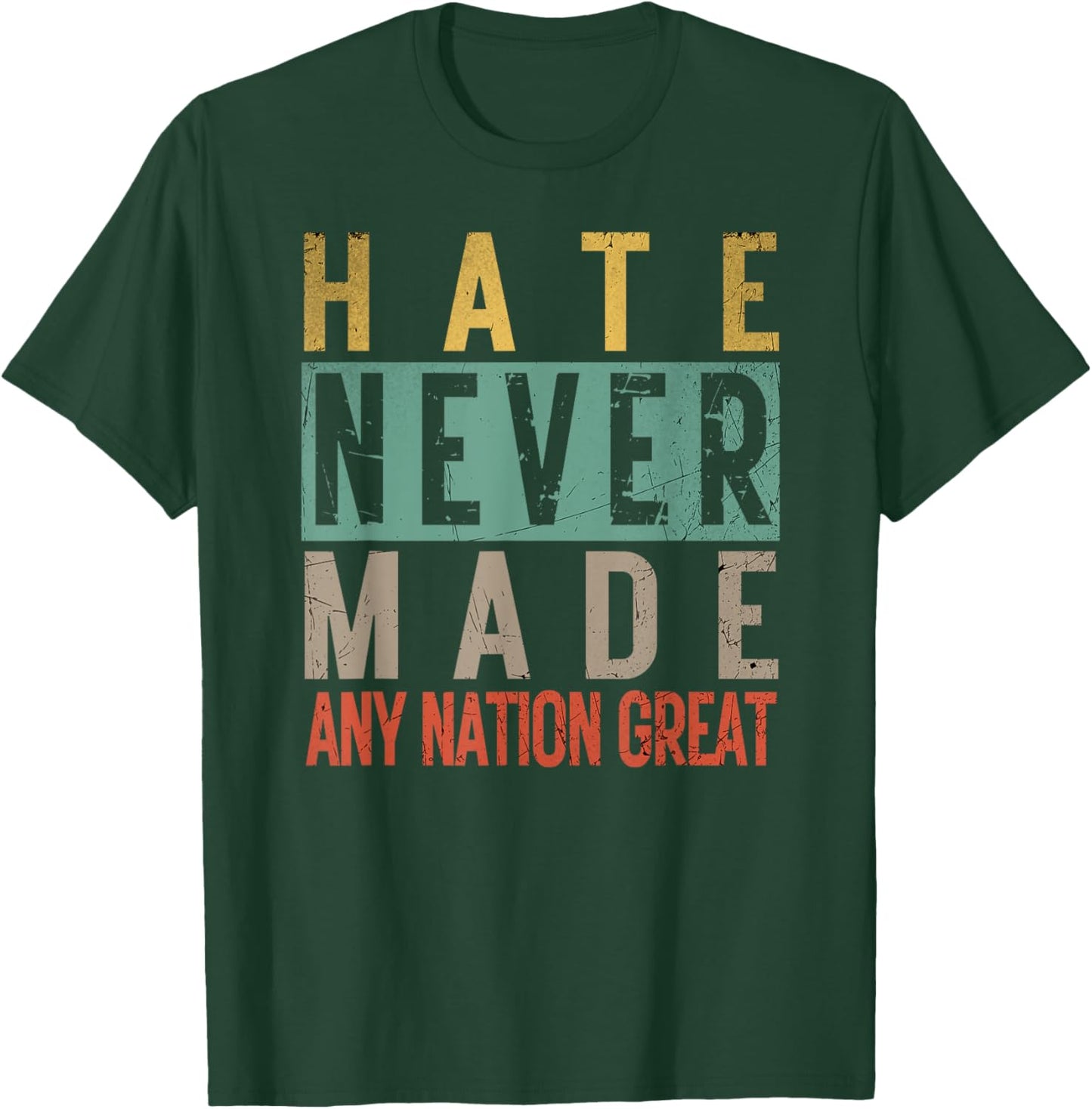 Vintage Gifts Patriotic Hate Never Made Great Retro Political - Adult, Small, Black, Short Sleeve T-Shirt - T-Shirt | Forest