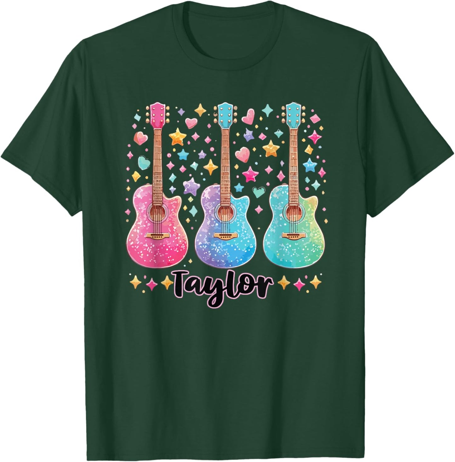 Girl Taylor First Name Personalized Groovy 80's Pink T-Shirt - T-Shirt | Forest