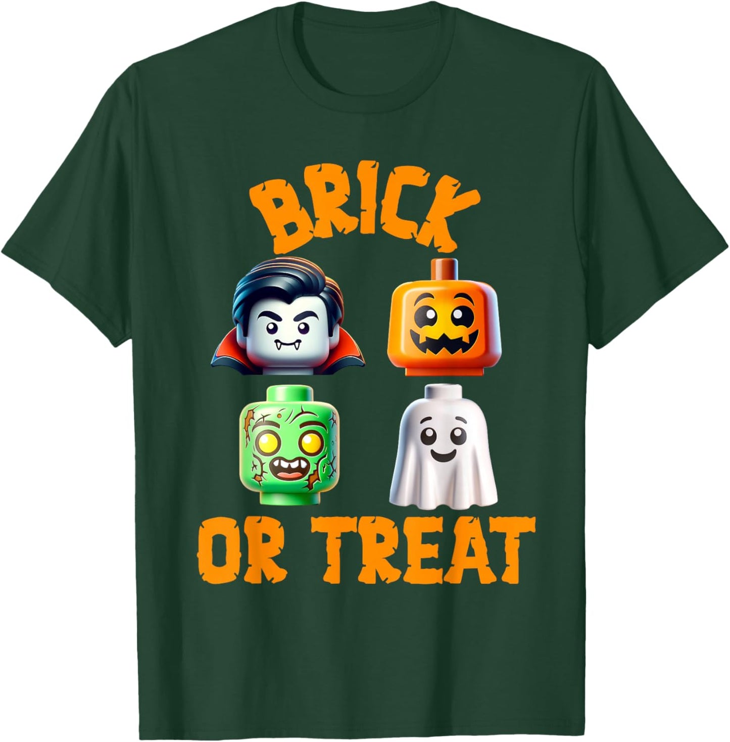 Building Bricks Halloween Costume Brick or Treat Monsters T-Shirt - T-Shirt | Forest