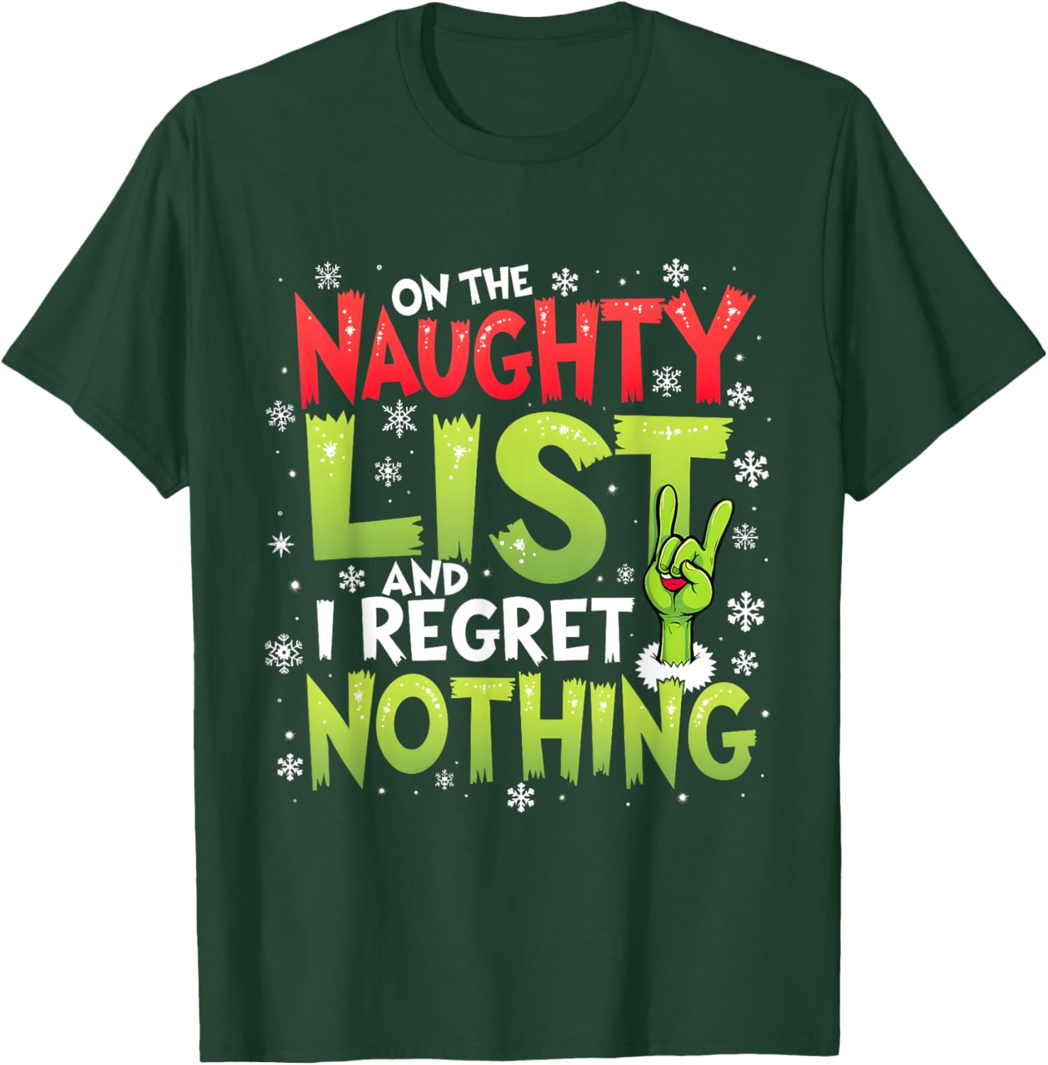 Funny Christmas On The Naughty List And I Regret Nothing T-Shirt - T-Shirt | Forest
