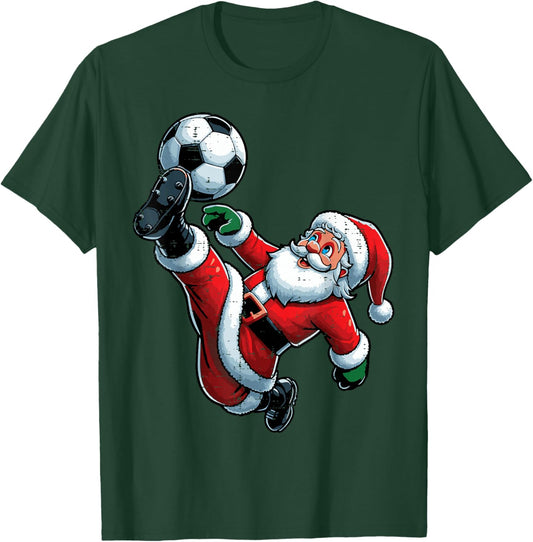 Christmas Soccer Bicycle Kick Xmas Football Boys Kids Men T-Shirt - T-Shirt | Forest