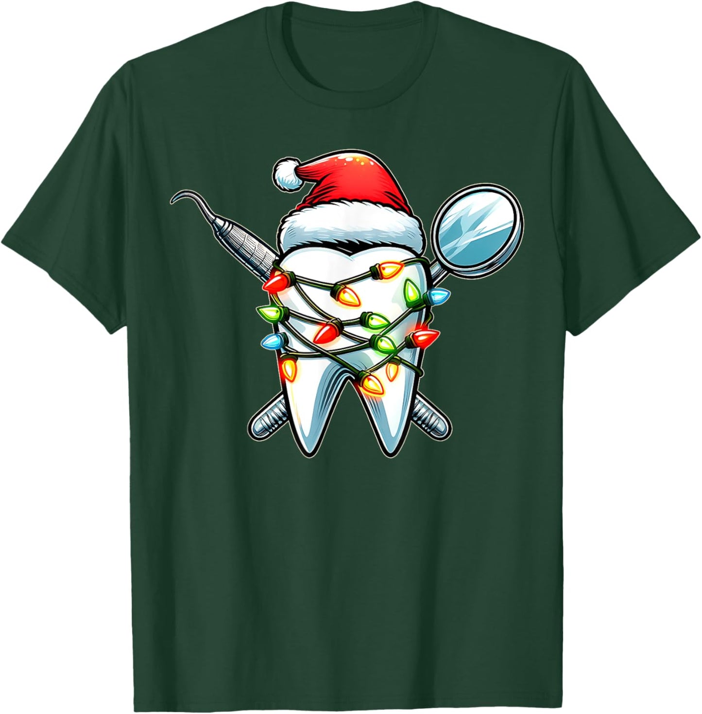 Dentist Dental Assistant Hygiene Christmas Hat Xmas T-Shirt - T-Shirt | Forest