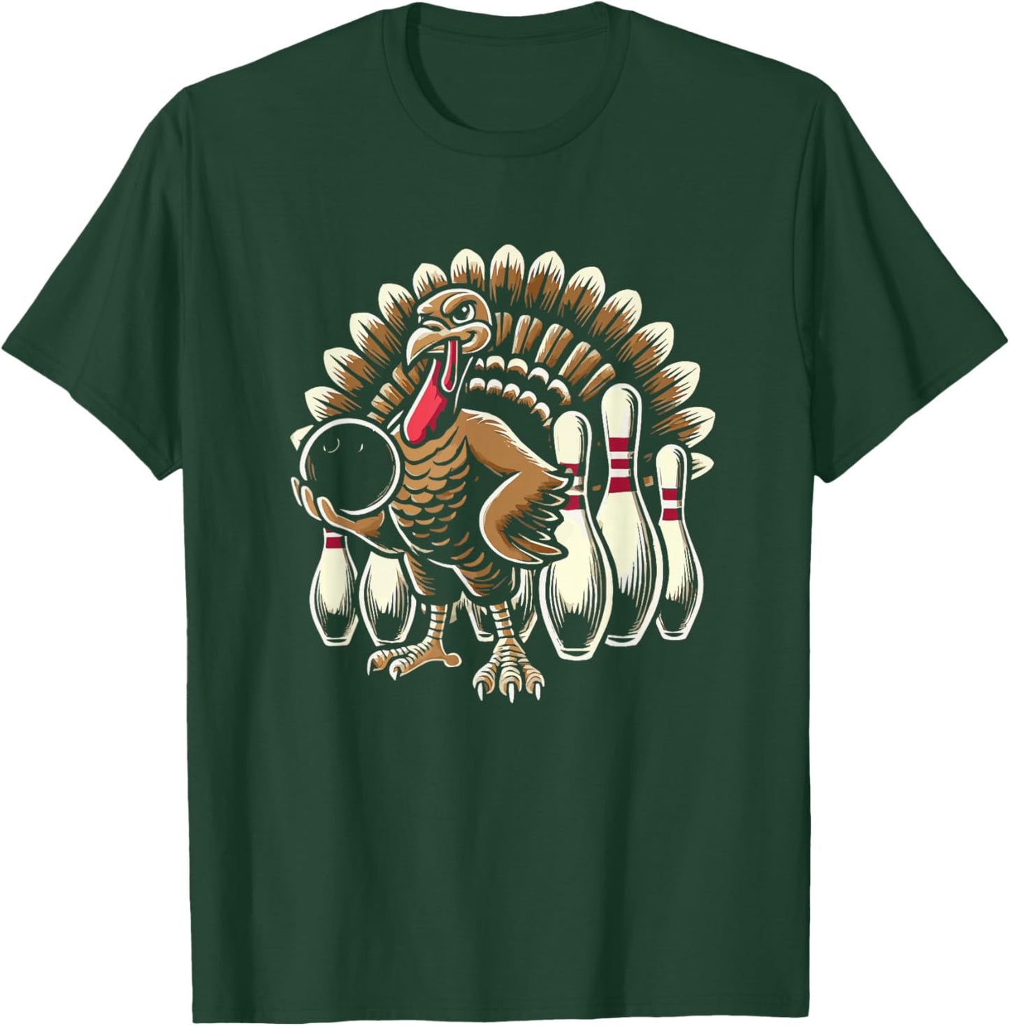 Bowling Turkey Thanksgiving Thanksgiving Day Turkeys T-Shirt - T-Shirt | Forest