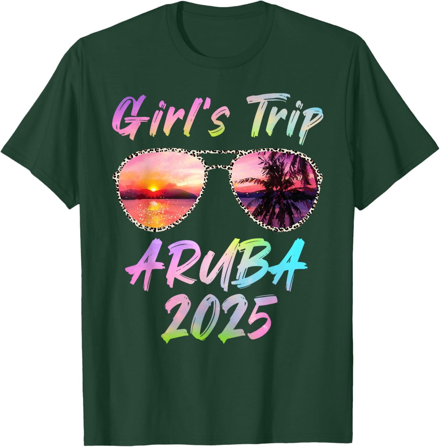 Girls Trip Aruba 2025 Summer Vacation Sunglass Holiday T-Shirt - T-Shirt | Forest
