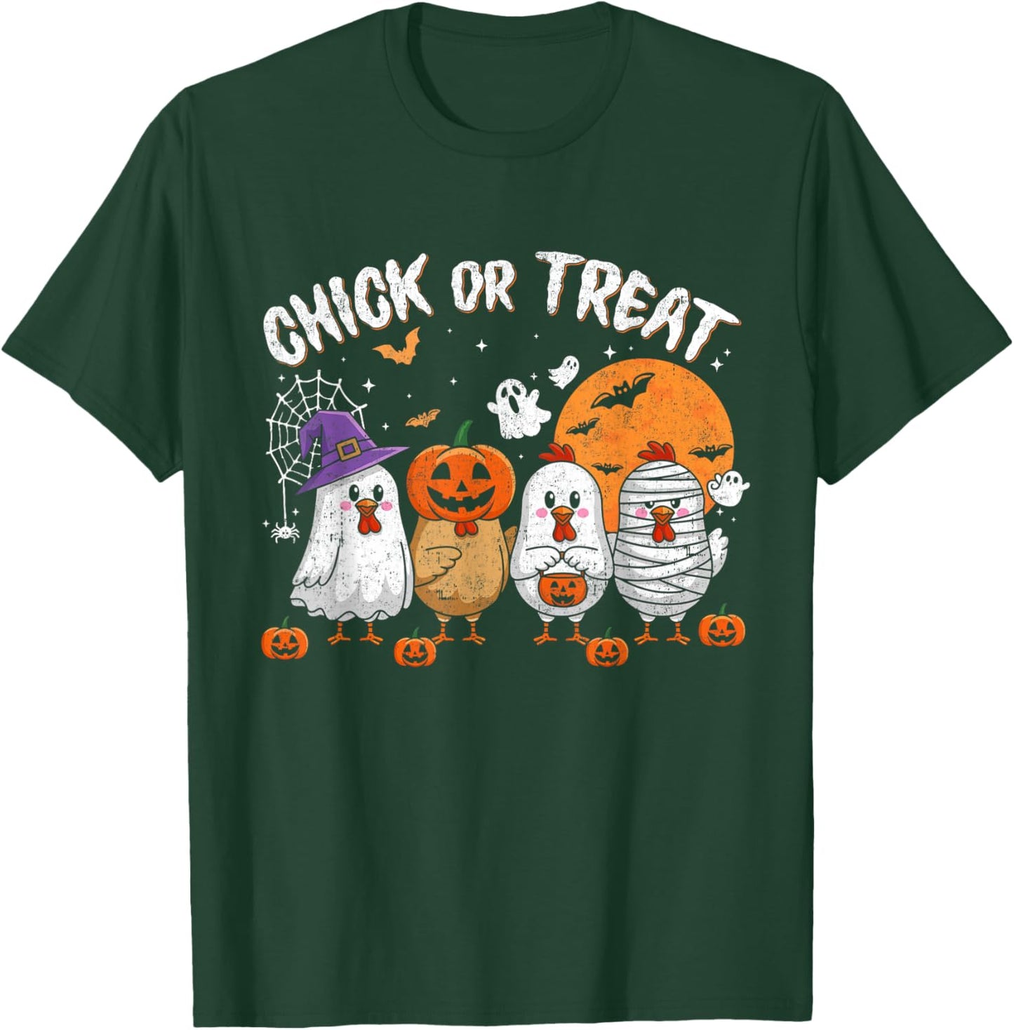 Funny Chick Or Treat Halloween Witch Spooky Chicken T-Shirt - T-Shirt | Forest