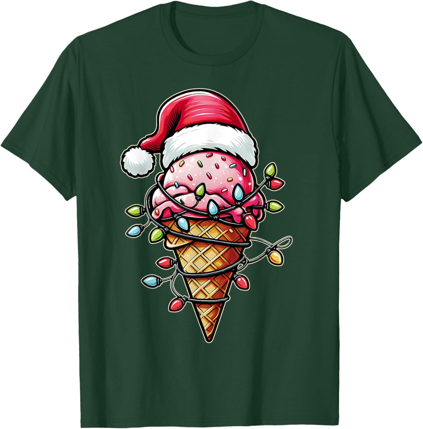 Ice Cream Cone Christmas Hat Xmas T-Shirt - T-Shirt | Forest