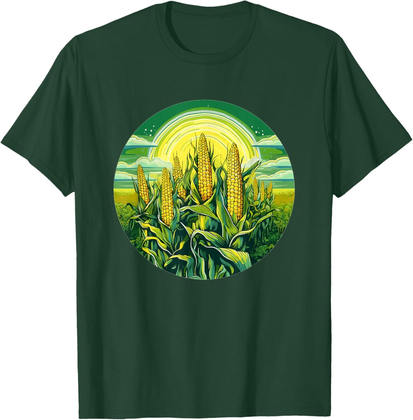 Cornfield Under Radiant Sun Nature Scene T-Shirt - T-Shirt | Forest