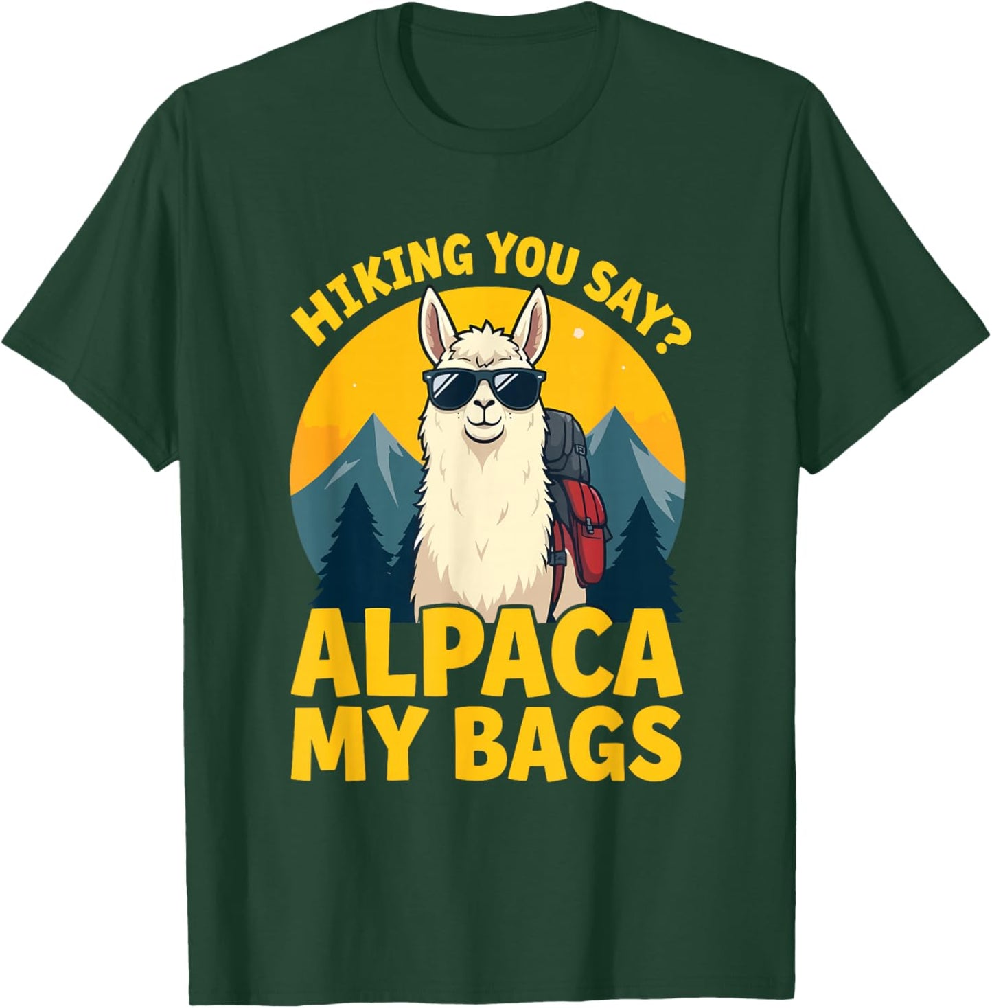 Alpaca Art Men Women Boys Girls Kids Funny Alpaca T-Shirt - T-Shirt | Forest