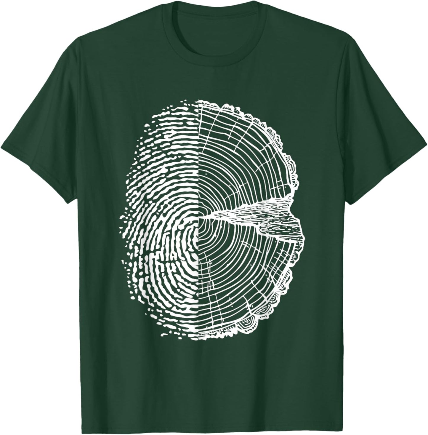 Nature Lovers - Fingerprint and Tree Year Rings T-Shirt - T-Shirt | Forest