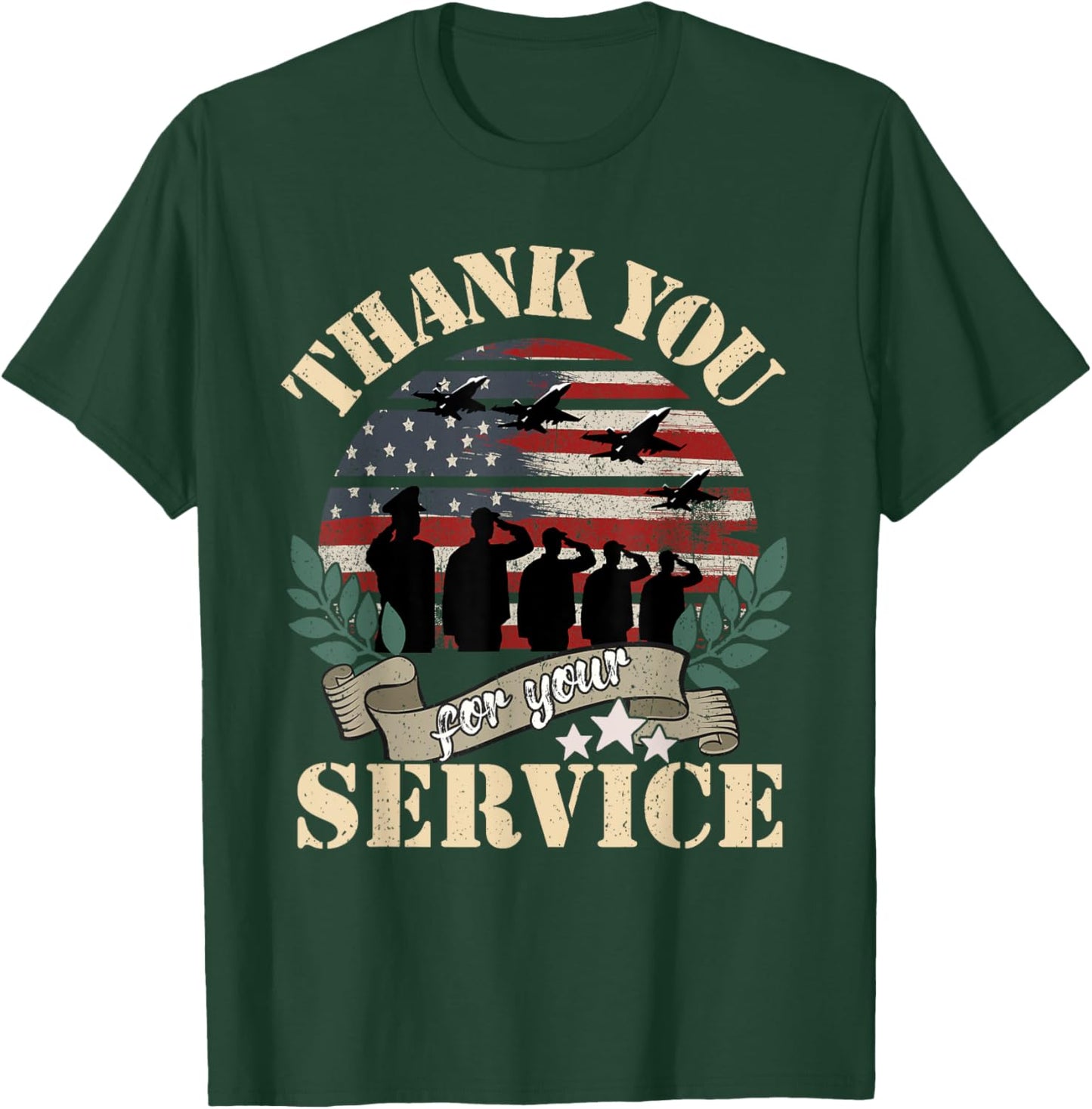 Thank You For Your Service, Military Veterans Day Tribute T-Shirt - T-Shirt | Forest