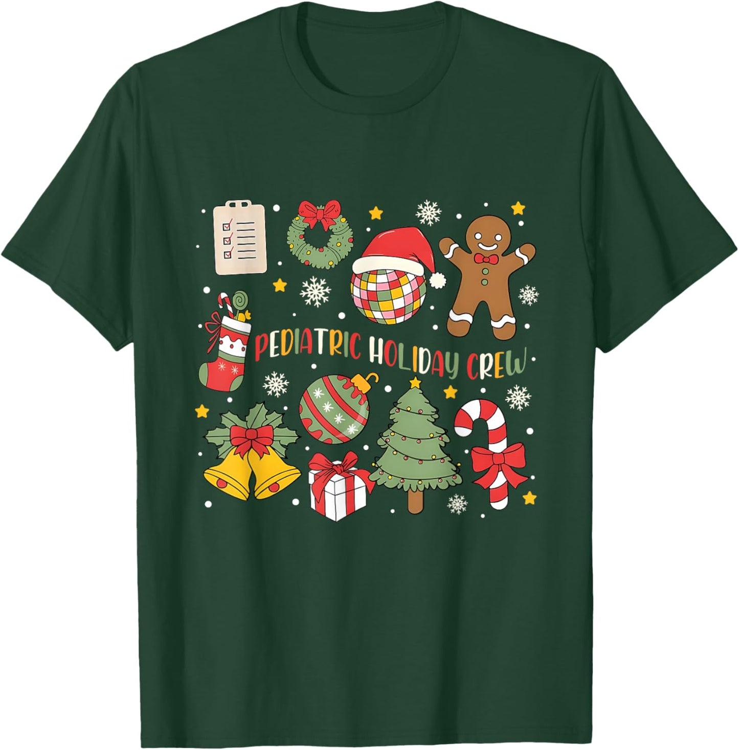 Nurse Nursing Pediatric Crew Holiday Christmas Retro Groovy T-Shirt - T-Shirt | Forest